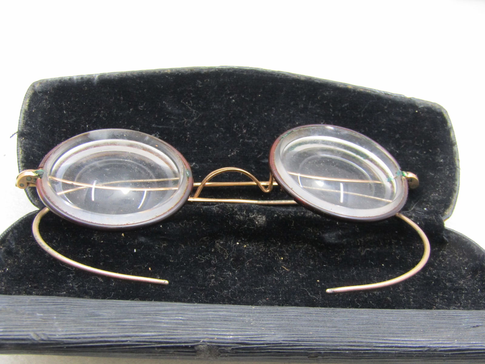 Vintage G.F. Shur-On Eye Glasses in Case, Very Thick, 4.5" - 3