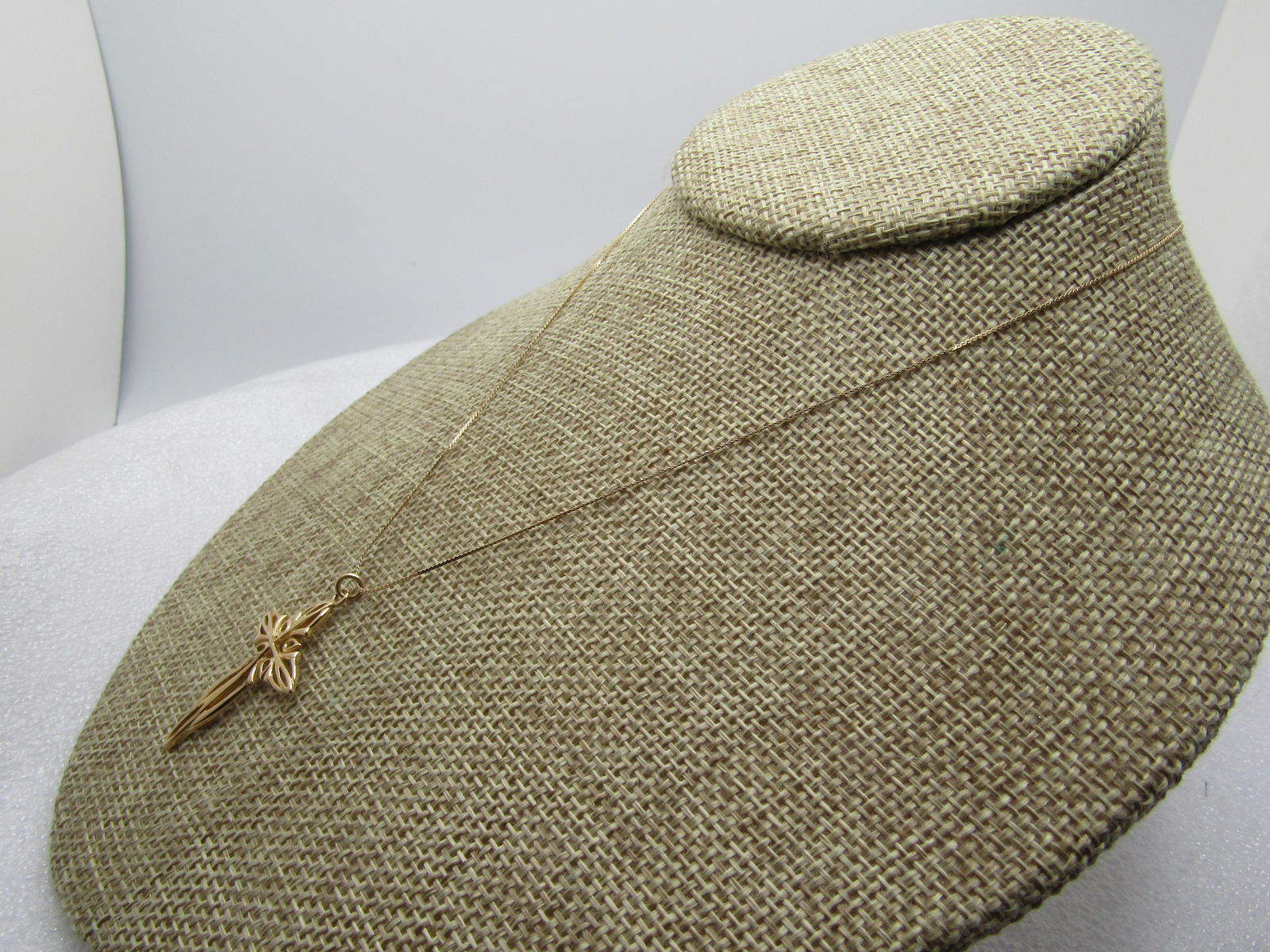 Vintage Sterling Vermeil Cross with 14kt GF Chain Necklace, Signed, 1970's-1980's - 2