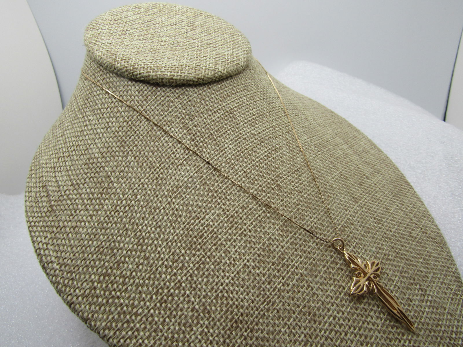 Vintage Sterling Vermeil Cross with 14kt GF Chain Necklace, Signed, 1970's-1980's - 3