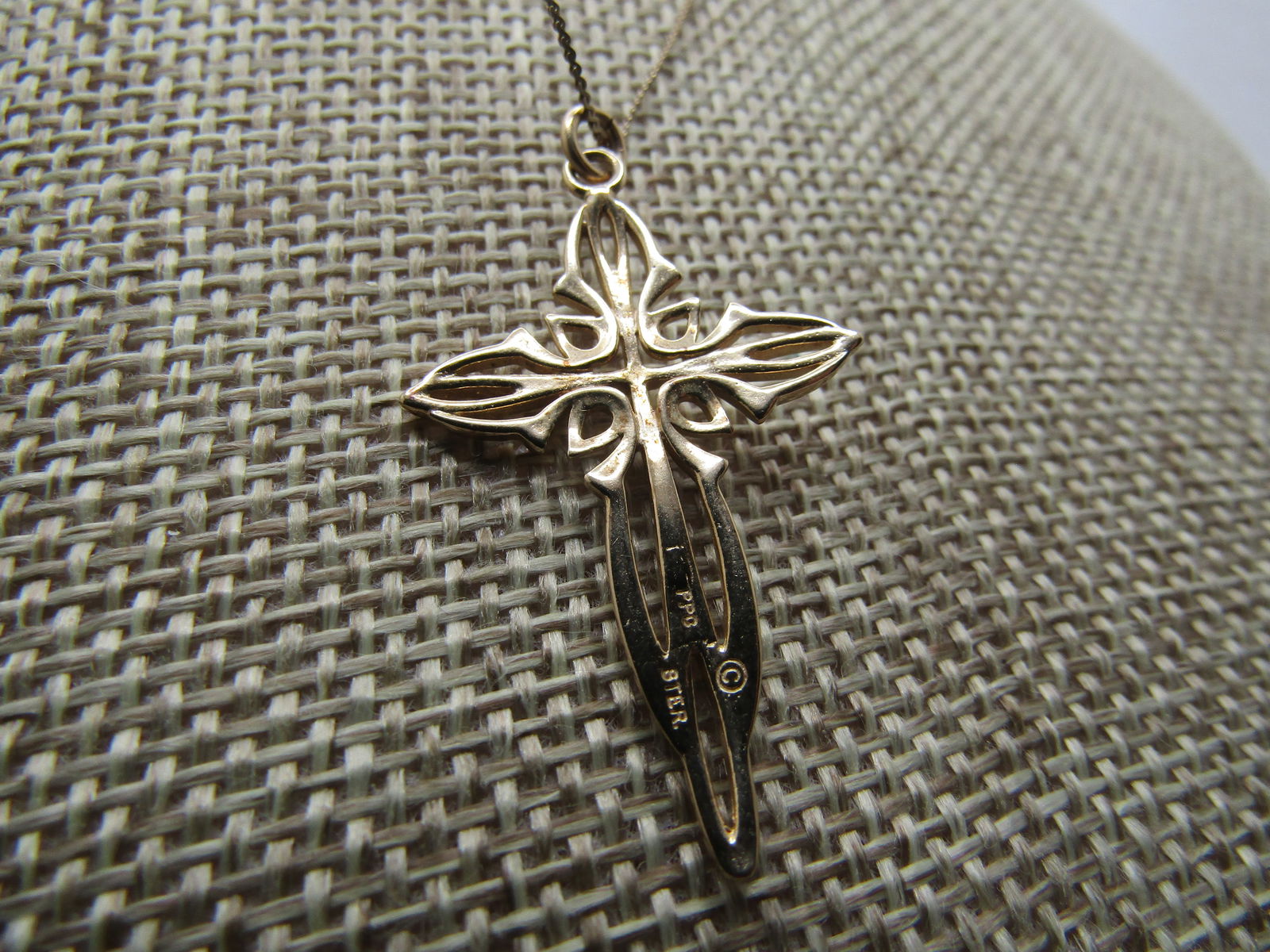Vintage Sterling Vermeil Cross with 14kt GF Chain Necklace, Signed, 1970's-1980's - 4