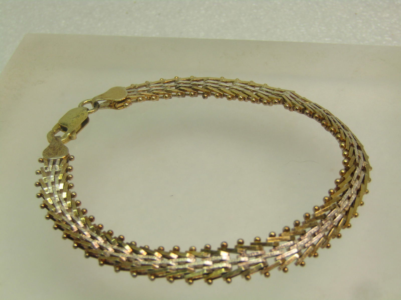 Vintage Sterling Vermeil Woven Bracelet, 8", 1980's-1990's, Two-Tone - 2
