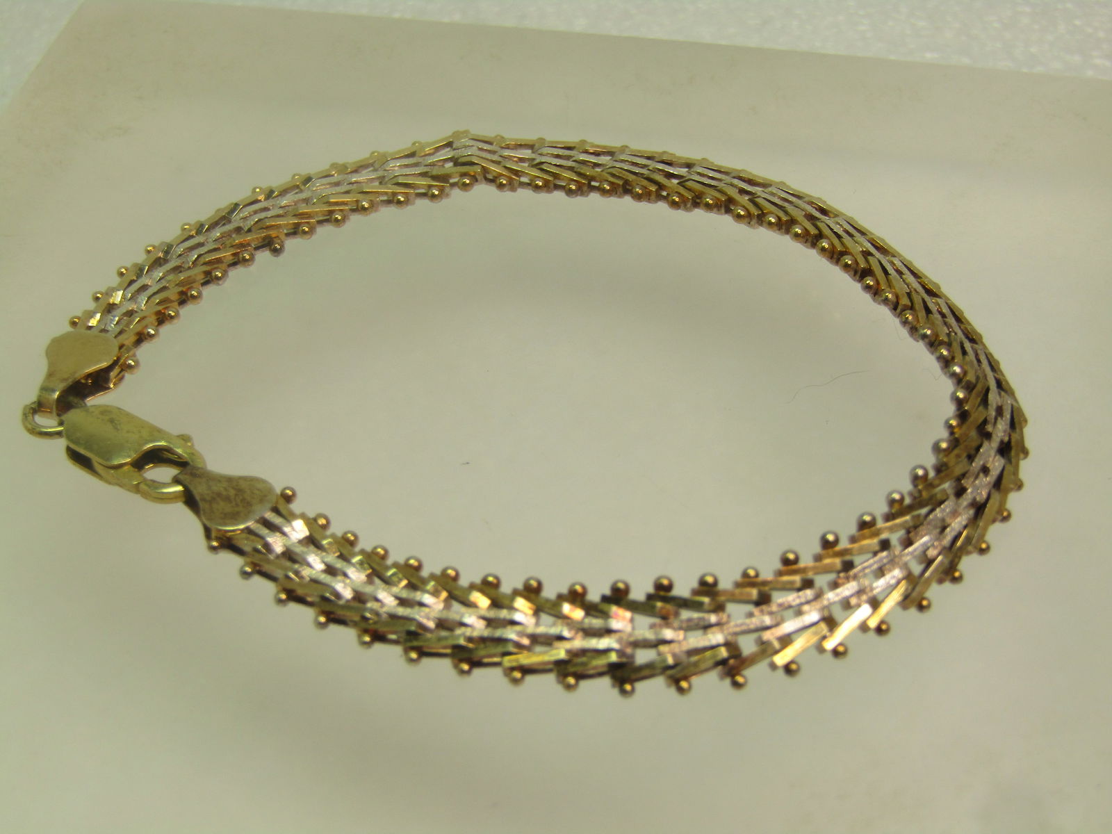 Vintage Sterling Vermeil Woven Bracelet, 8", 1980's-1990's, Two-Tone - 3