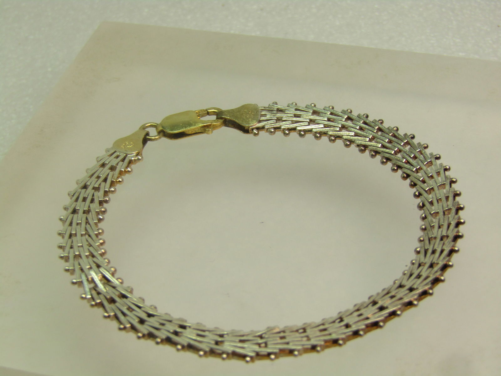 Vintage Sterling Vermeil Woven Bracelet, 8", 1980's-1990's, Two-Tone - 4