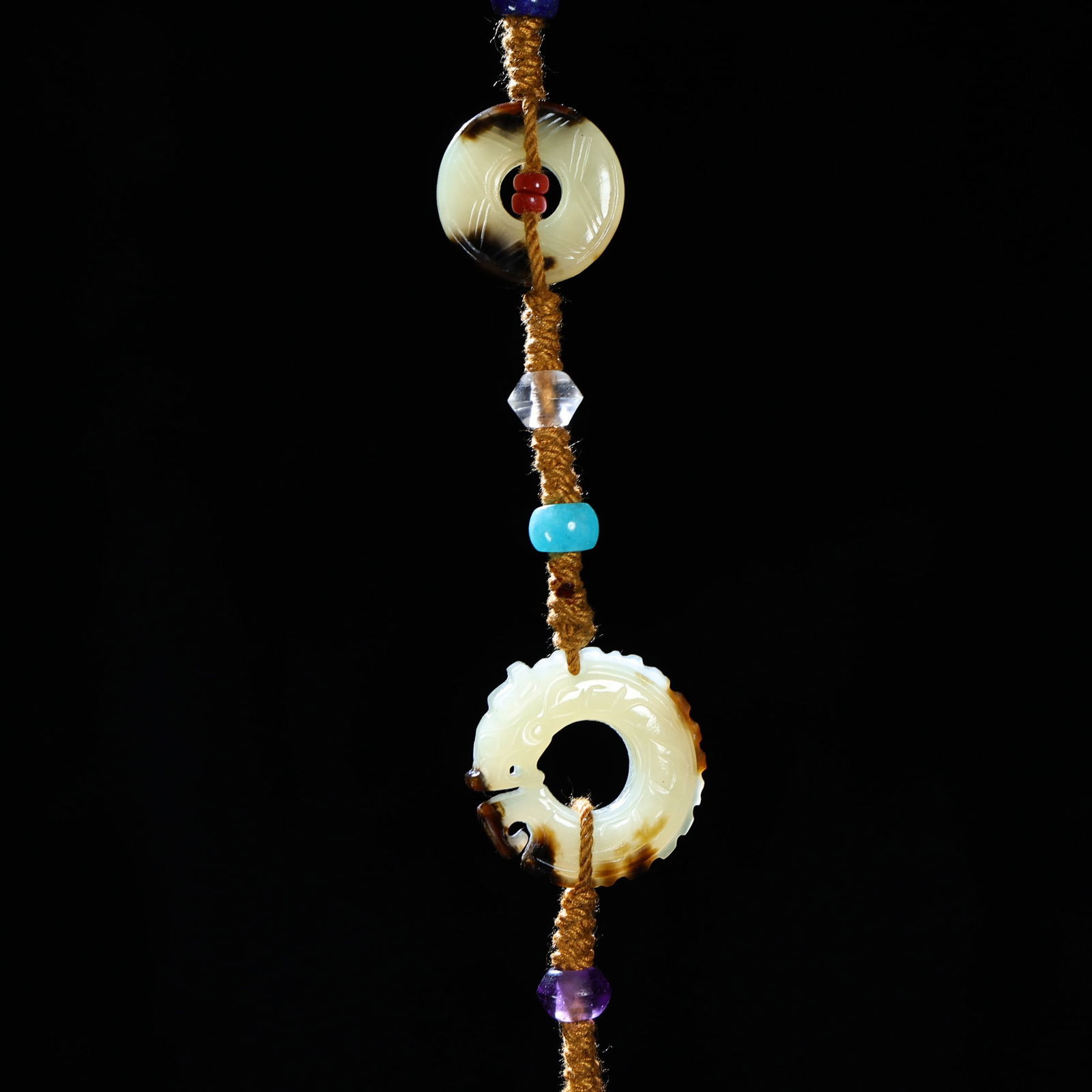 Old Chinese Hetian Jade,lapis lazuli,agate,crystal Pendant - 6