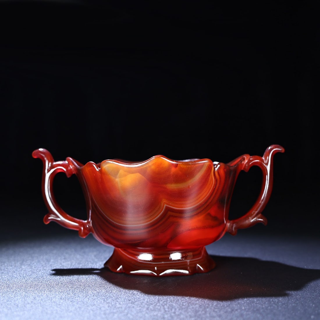 Chinese Red Agate Double Ear Wine Cup (1 of 9)