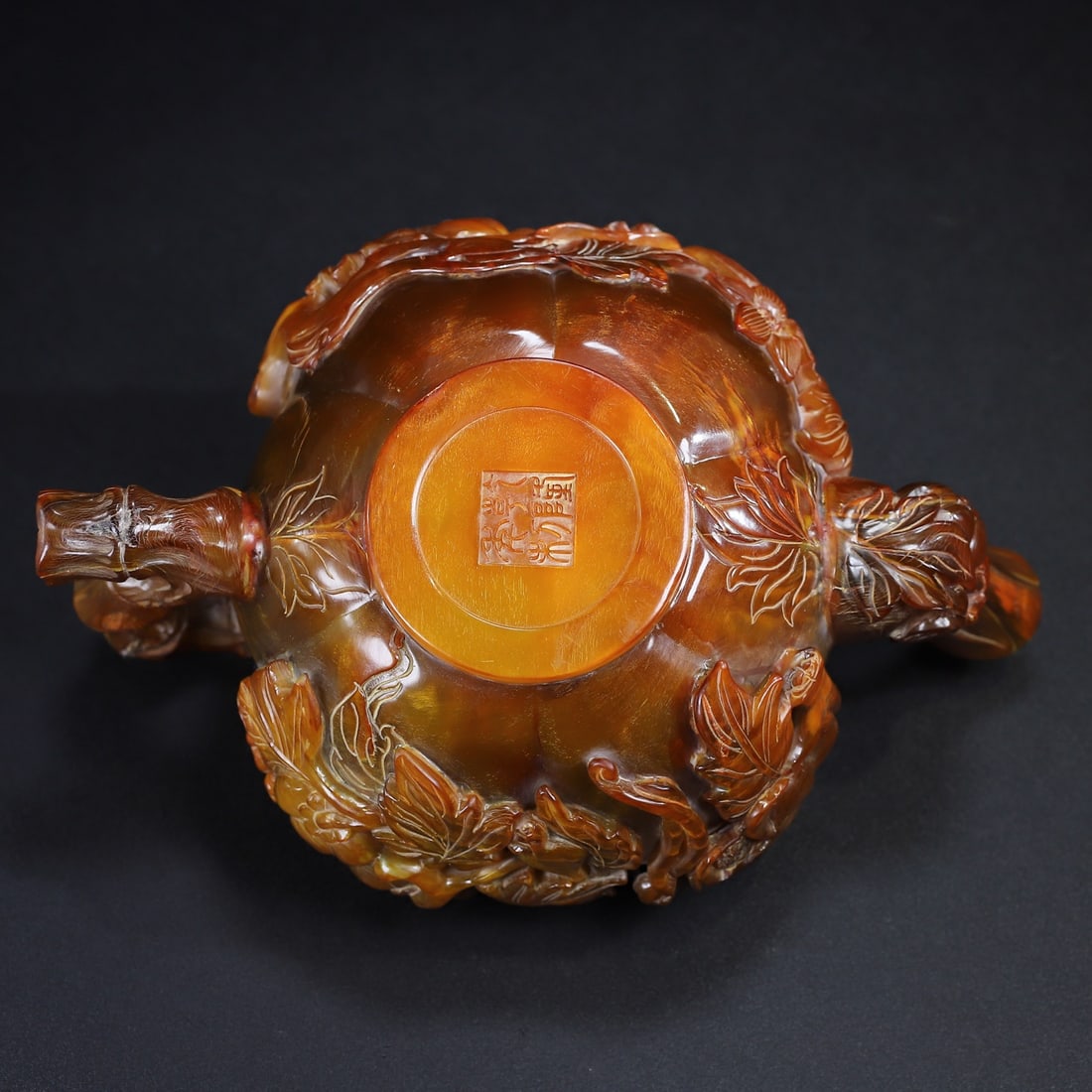 Hand Carved Ox Horn Pumpkin Teapot - 10