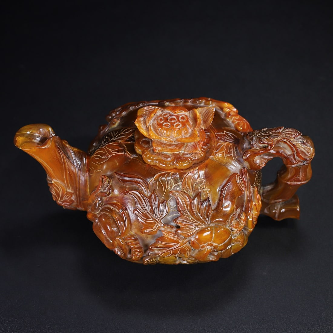 Hand Carved Ox Horn Pumpkin Teapot - 3