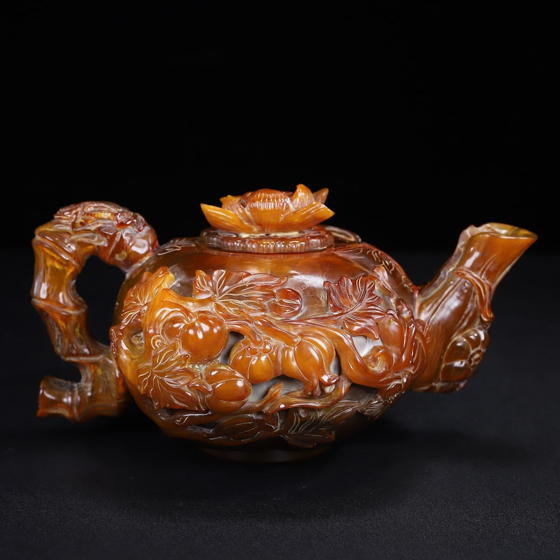 Hand Carved Ox Horn Pumpkin Teapot - 5