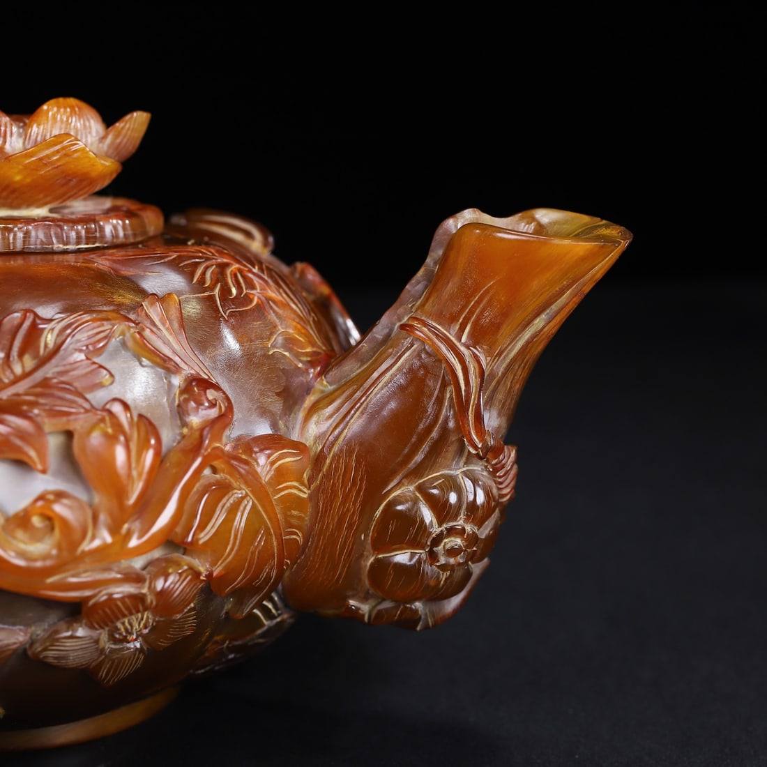 Hand Carved Ox Horn Pumpkin Teapot - 7