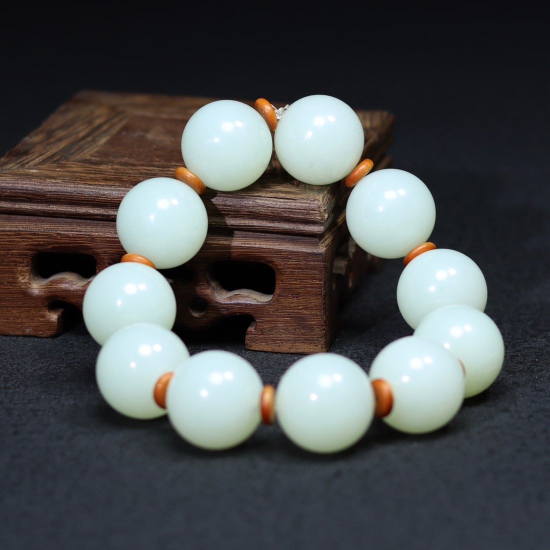 Superb Chinese Hetian Jade Beads Hand Chain - 3