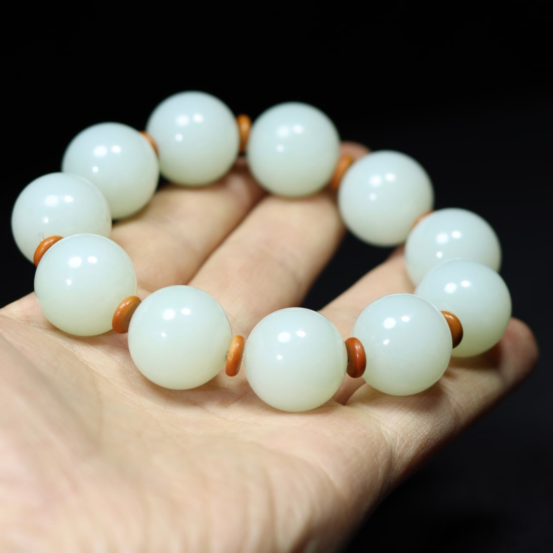 Superb Chinese Hetian Jade Beads Hand Chain - 5