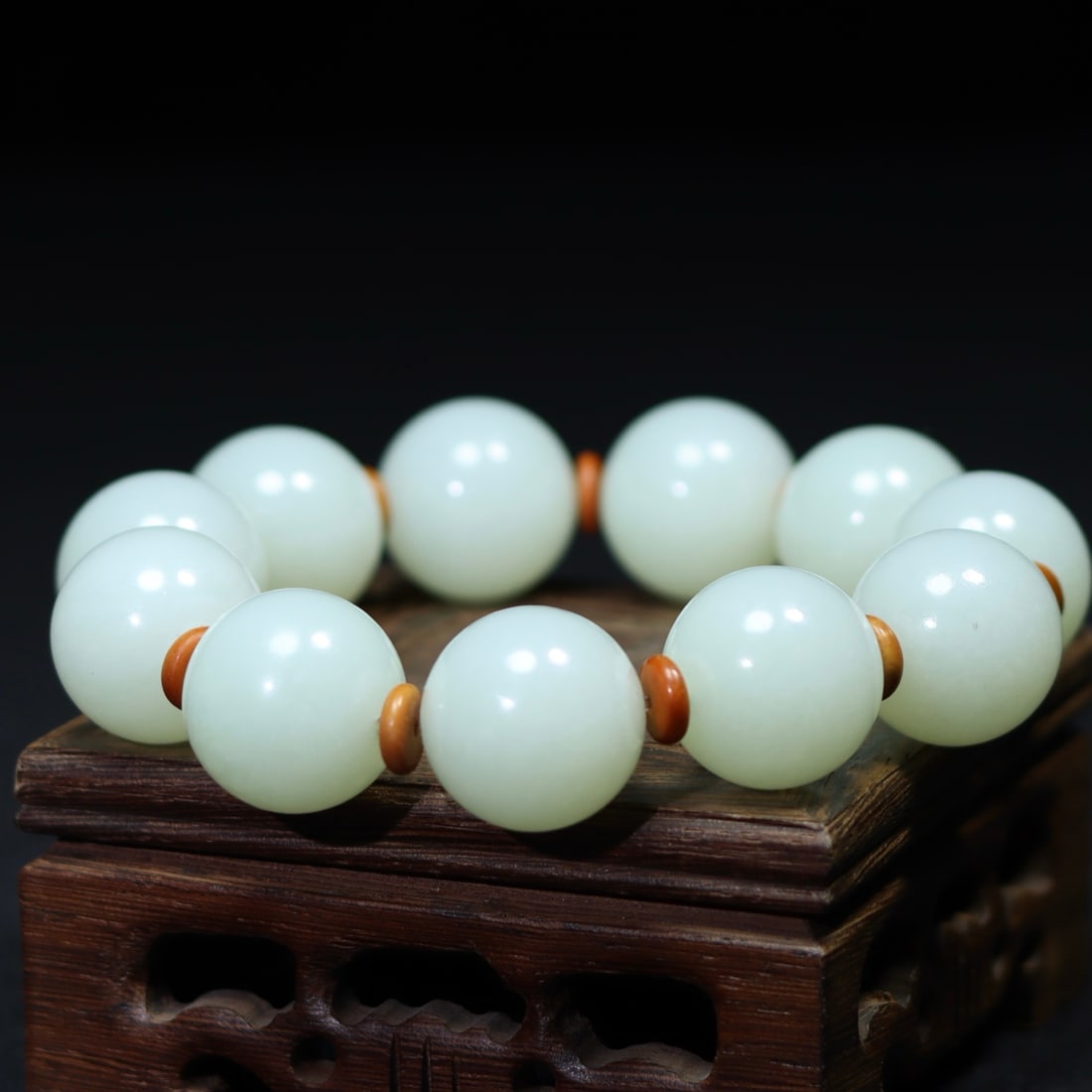 Superb Chinese Hetian Jade Beads Hand Chain - 7