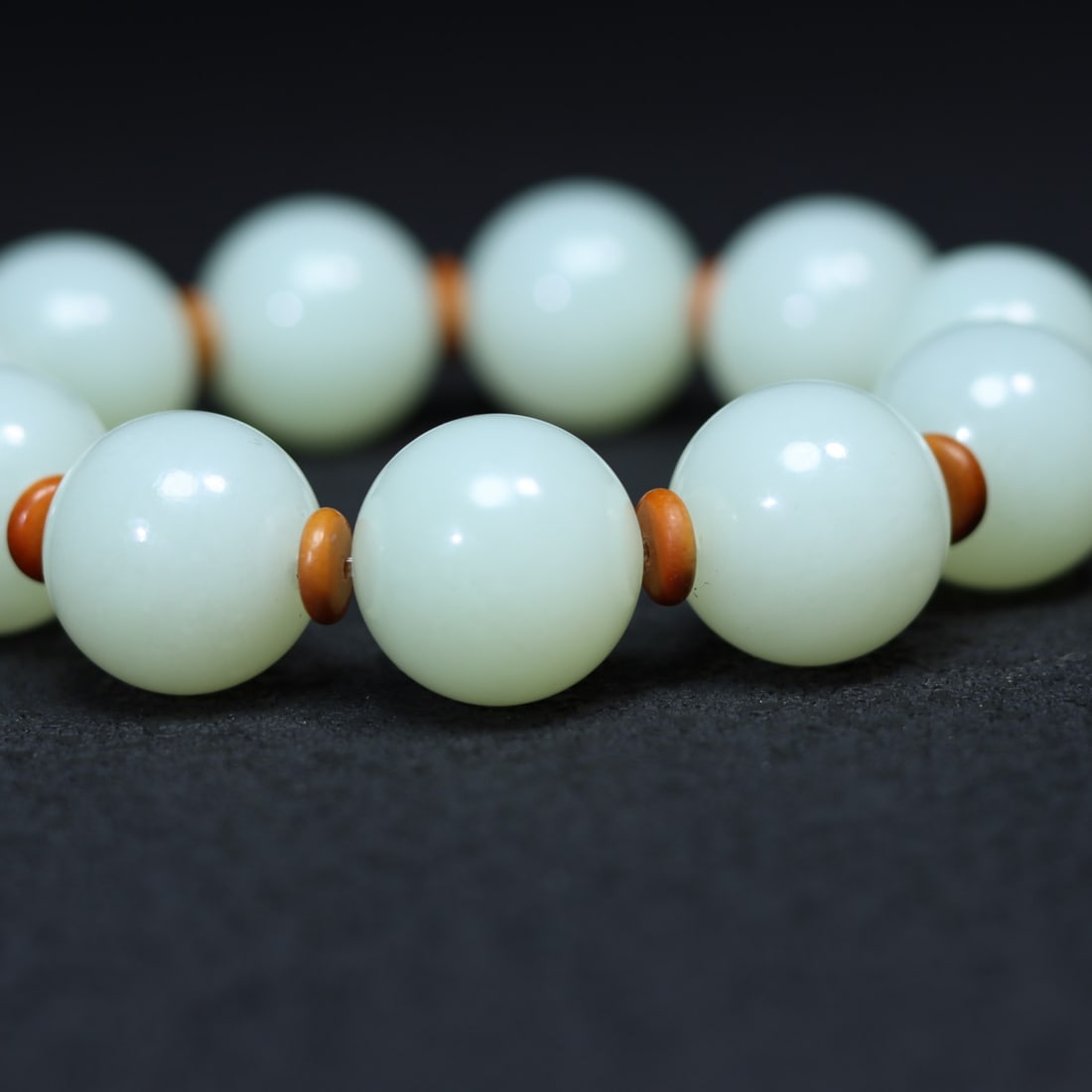 Superb Chinese Hetian Jade Beads Hand Chain - 9