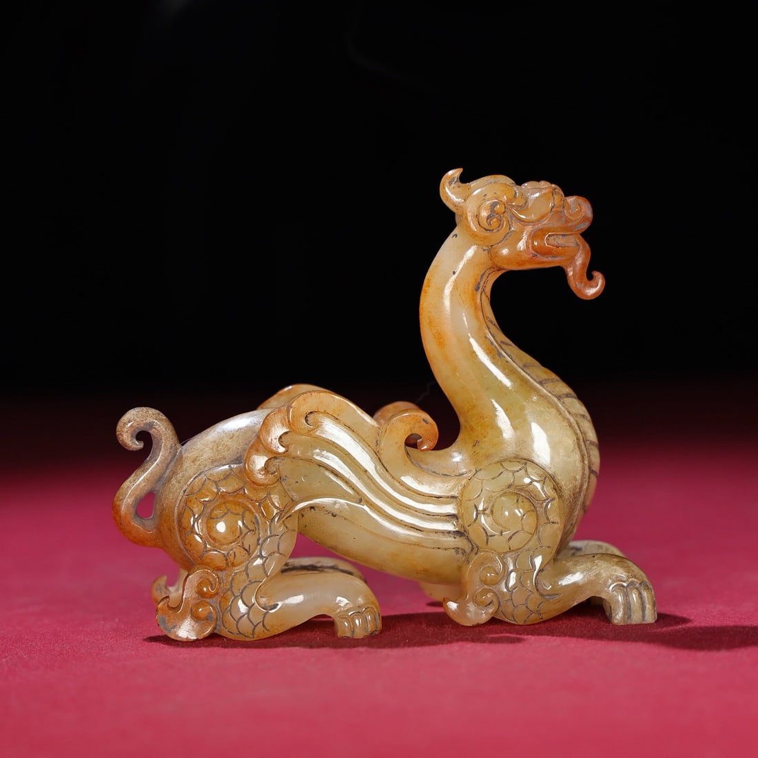 Old Chinese Hetian Jade Dragon Statue (1 of 9)