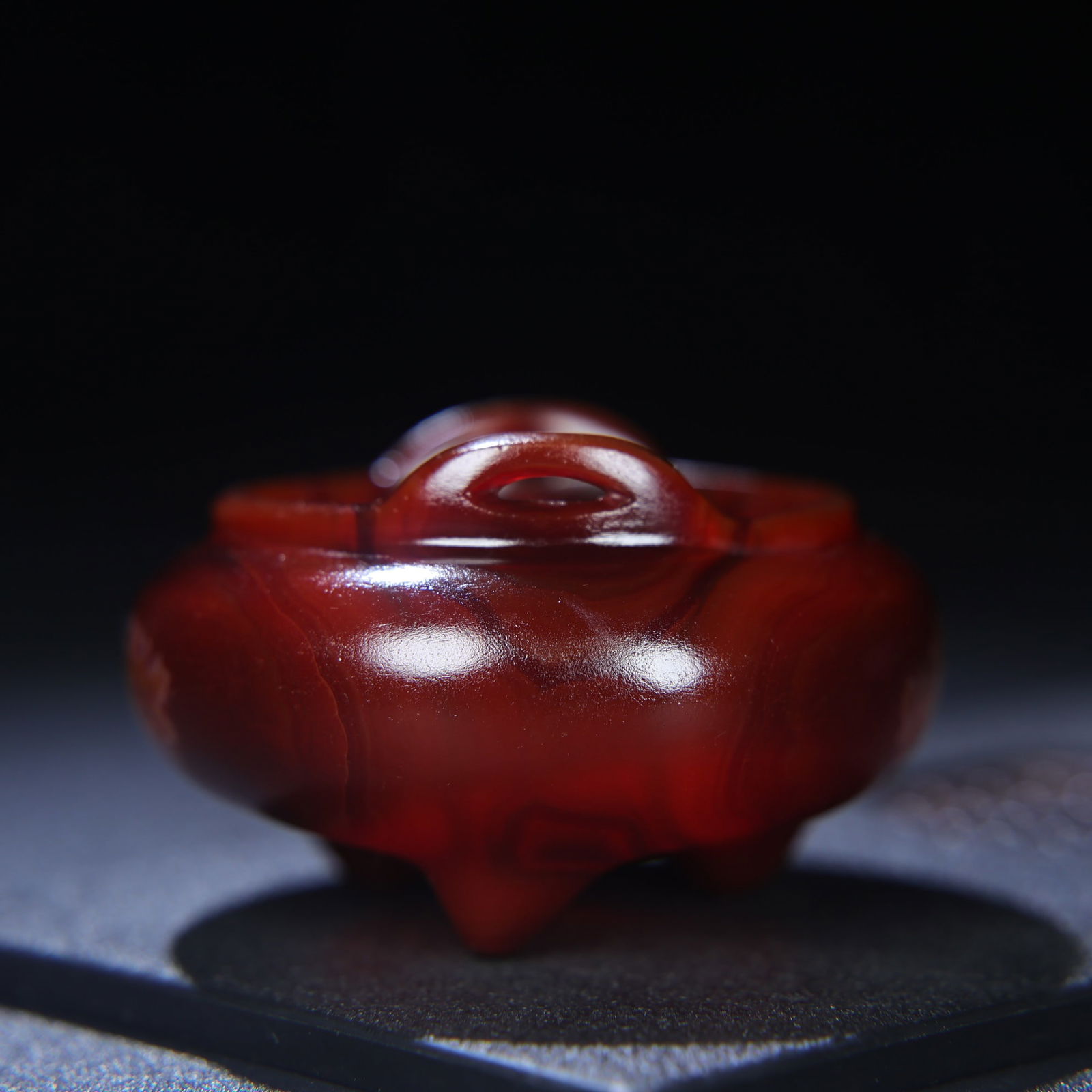 Chinese Red Agate Double Ear Incense Burner - 2