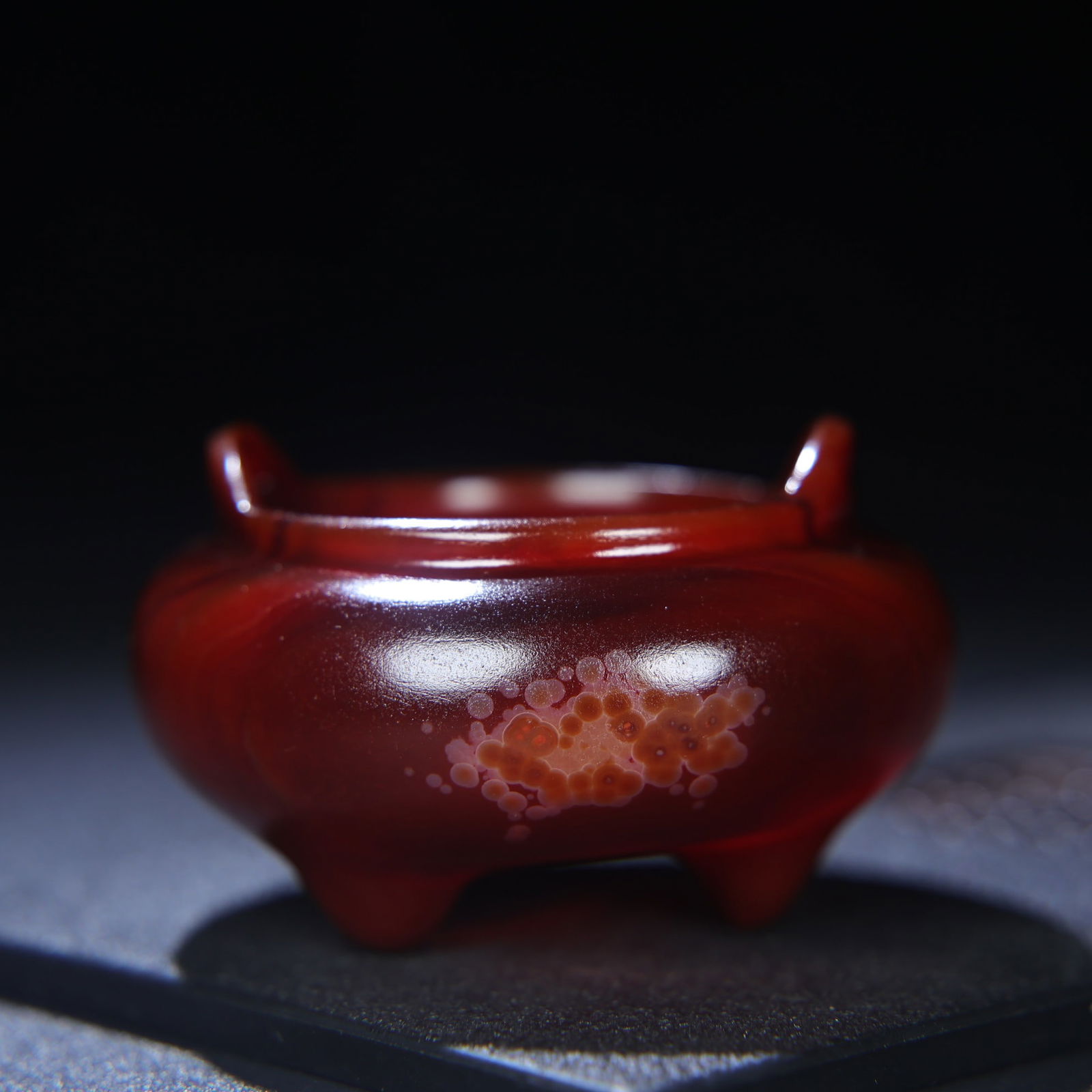 Chinese Red Agate Double Ear Incense Burner - 3