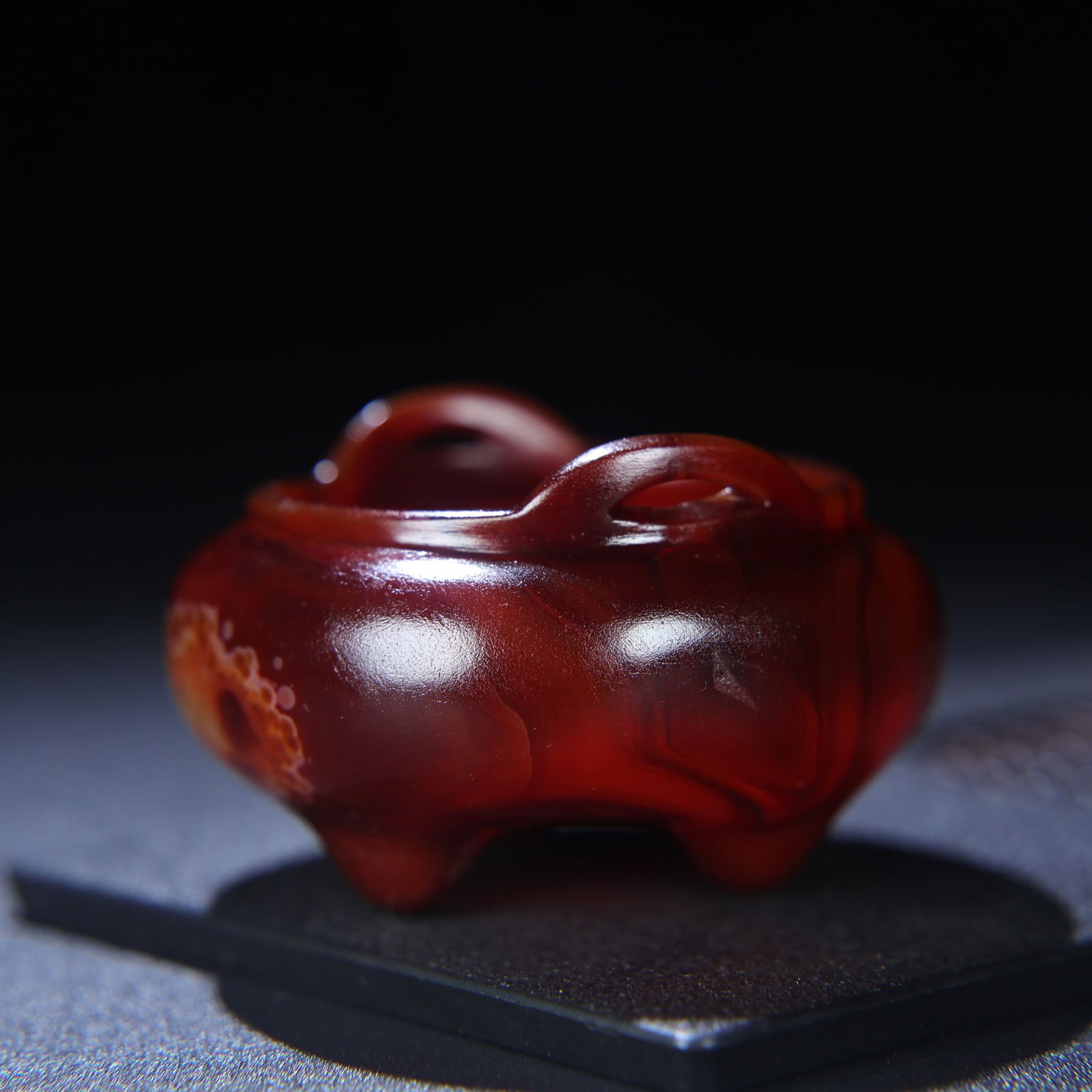 Chinese Red Agate Double Ear Incense Burner - 7
