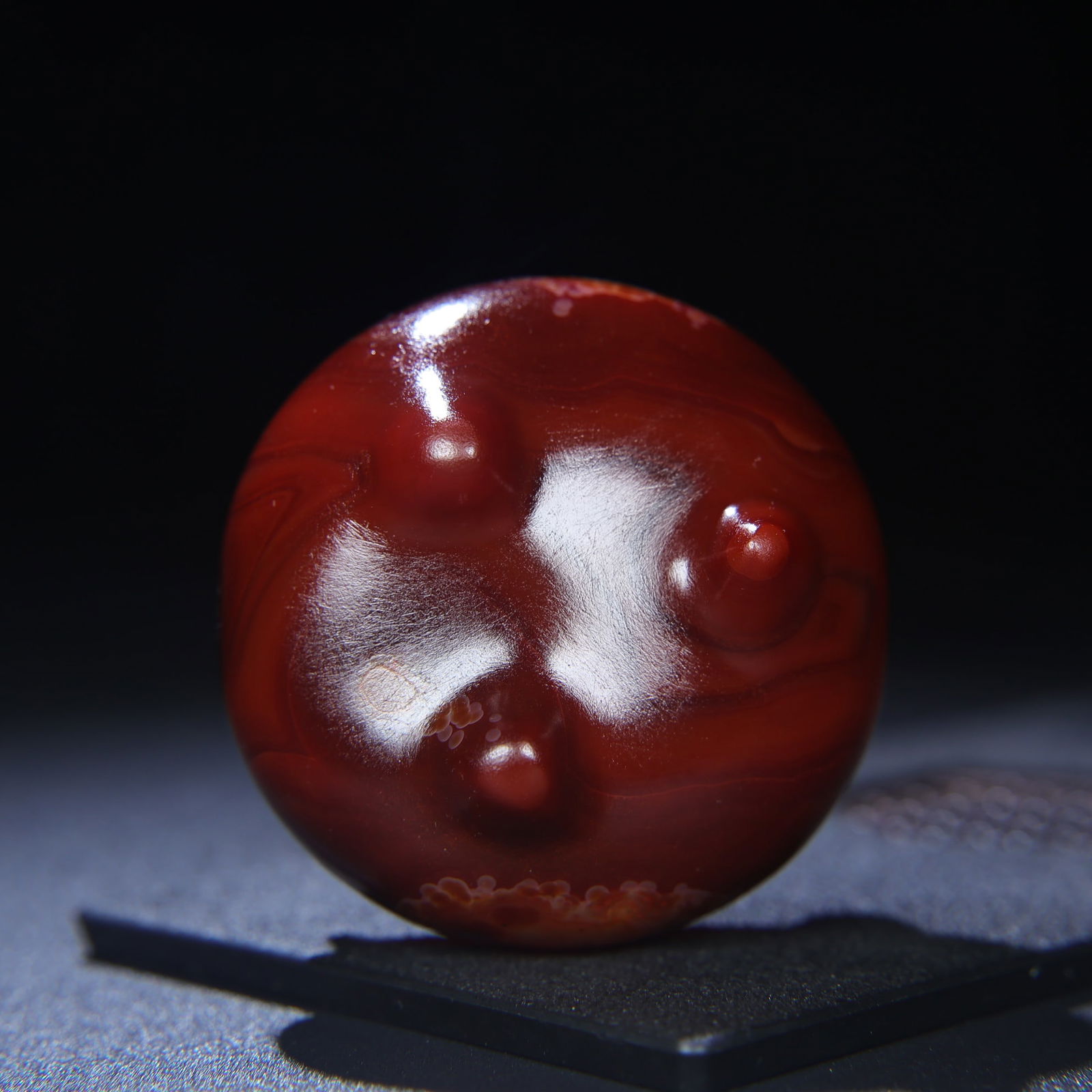 Chinese Red Agate Double Ear Incense Burner - 9