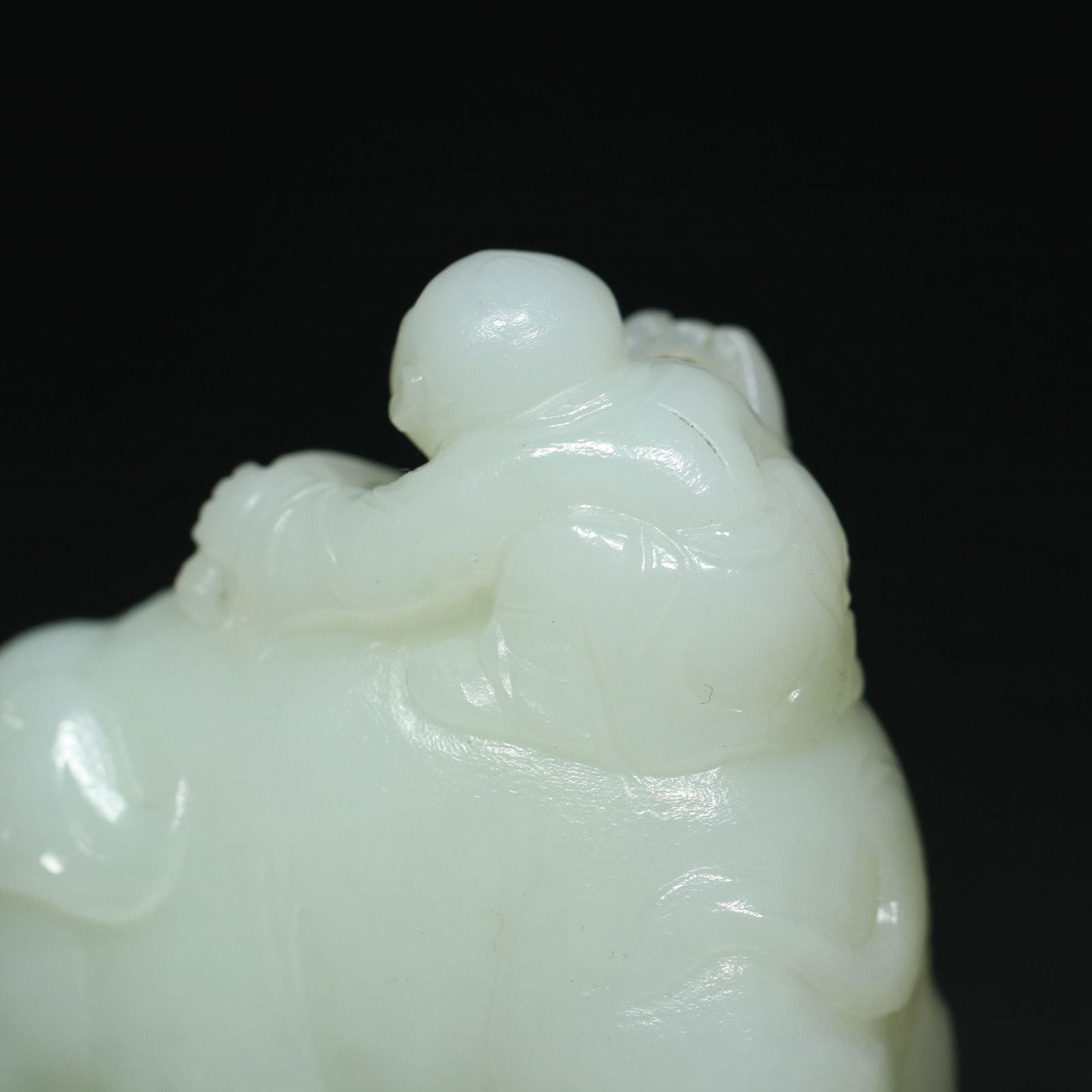 Chinese Hetian Jade Elephant & Kid Statue - 8