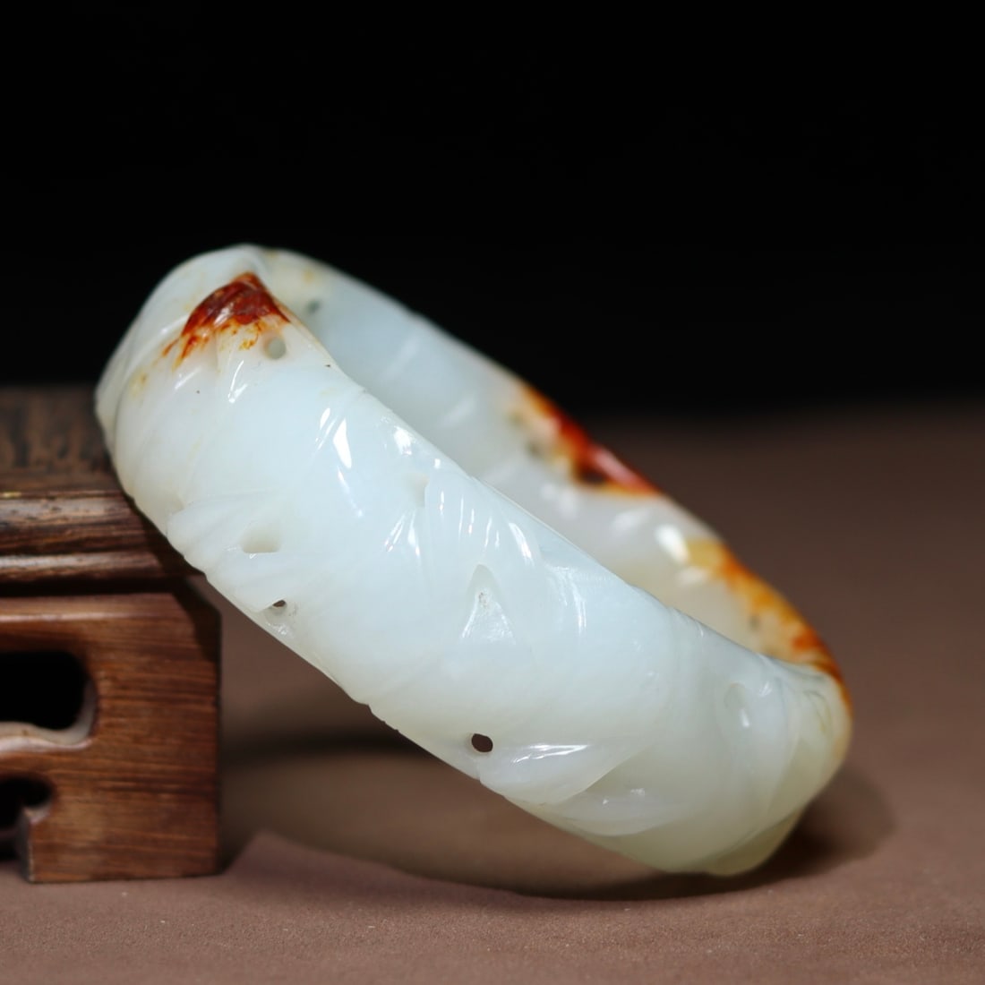 Inside Diameter 57mm Chinese Hetian Jade Bamboo Bracelet - 5