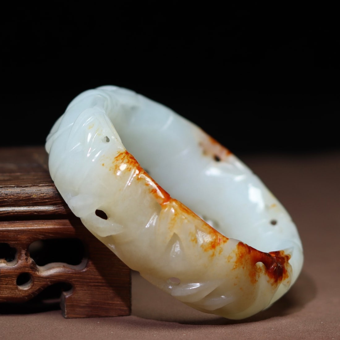 Inside Diameter 57mm Chinese Hetian Jade Bamboo Bracelet - 6
