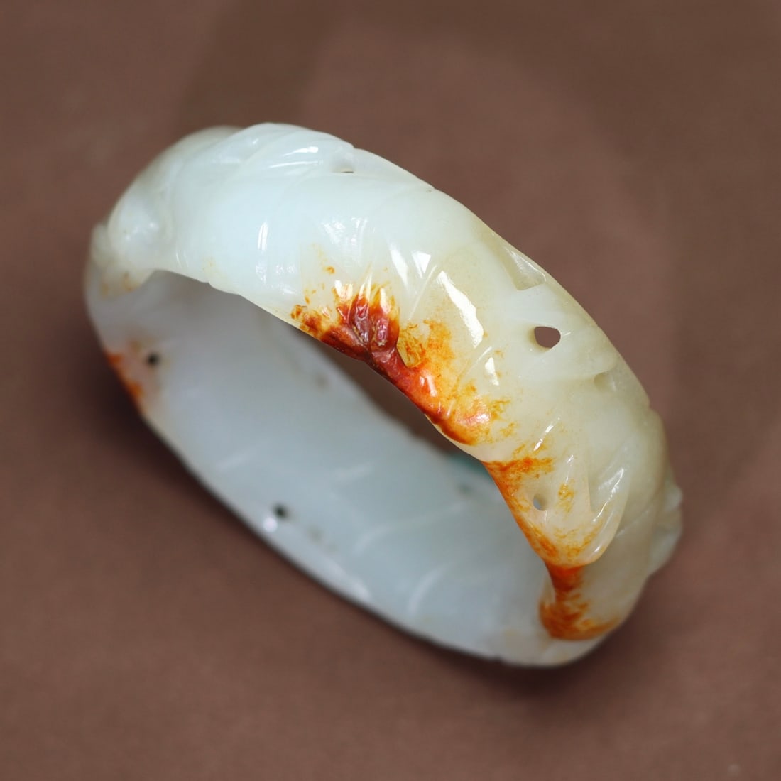 Inside Diameter 57mm Chinese Hetian Jade Bamboo Bracelet - 8