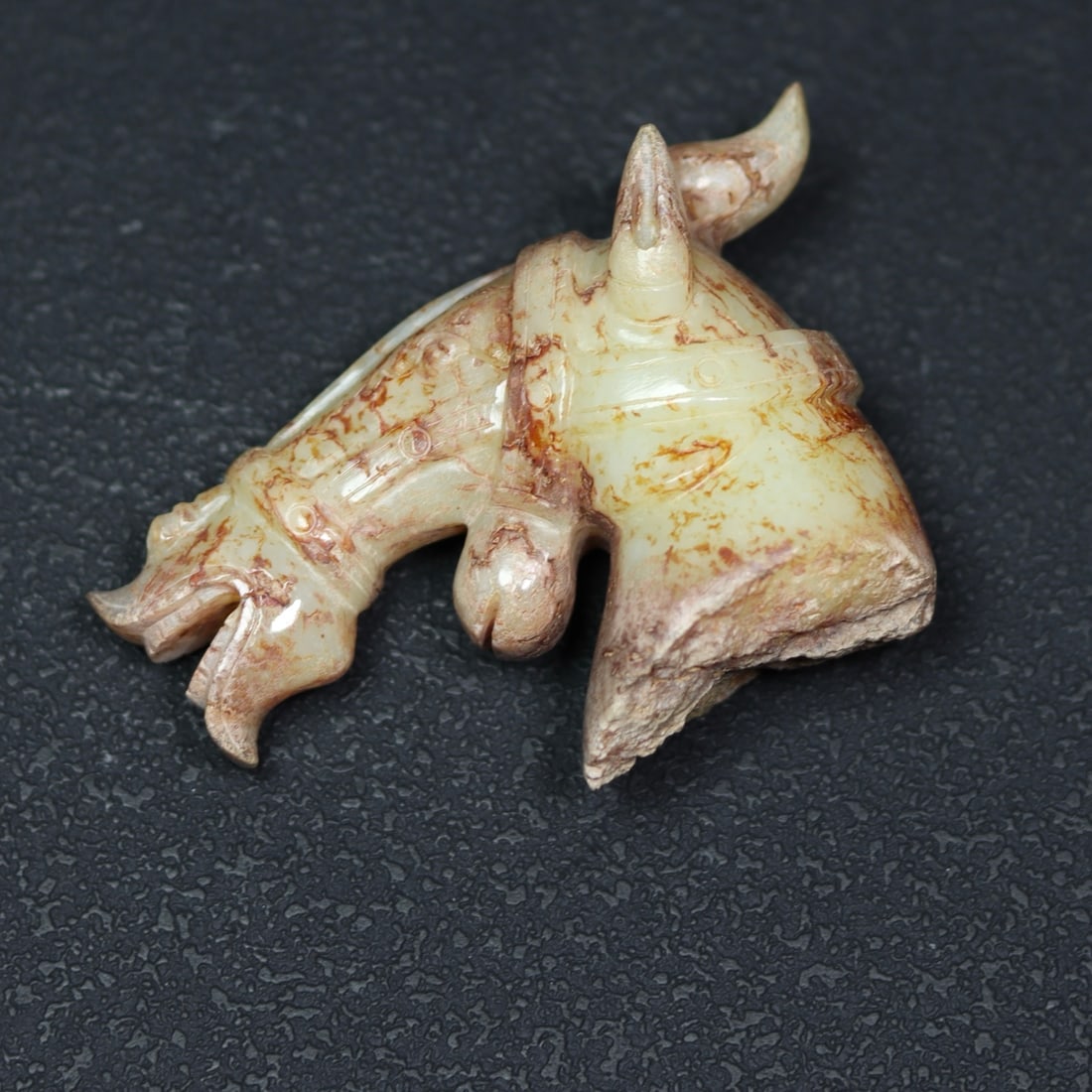 Old Chinese Hetian Jade Horse Head Statue - 5