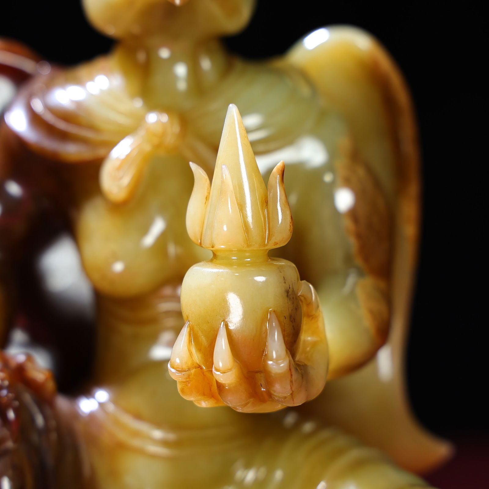 Chinese Qing Dynasty Hetian Jade Mythology Bird Statue - 3