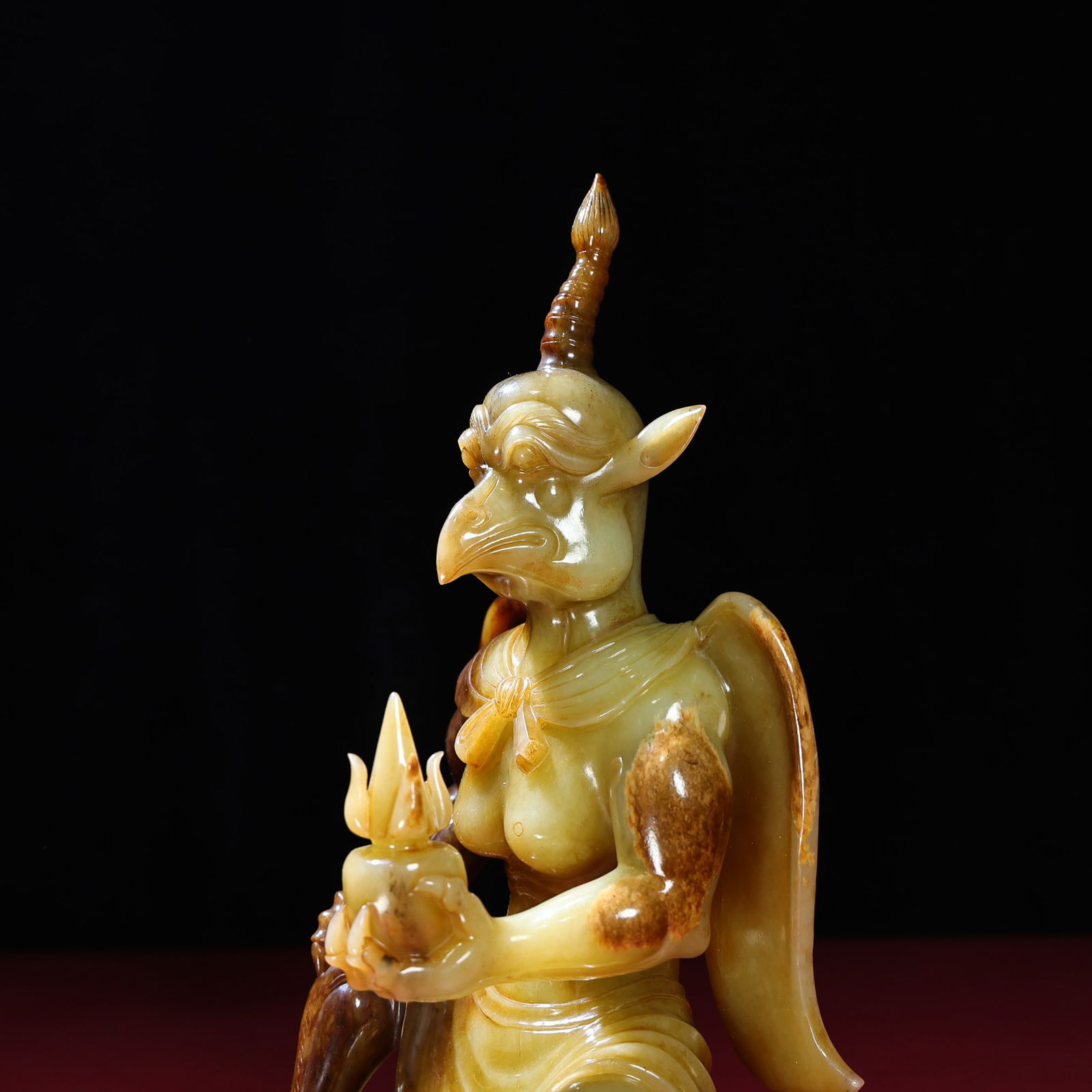 Chinese Qing Dynasty Hetian Jade Mythology Bird Statue - 4