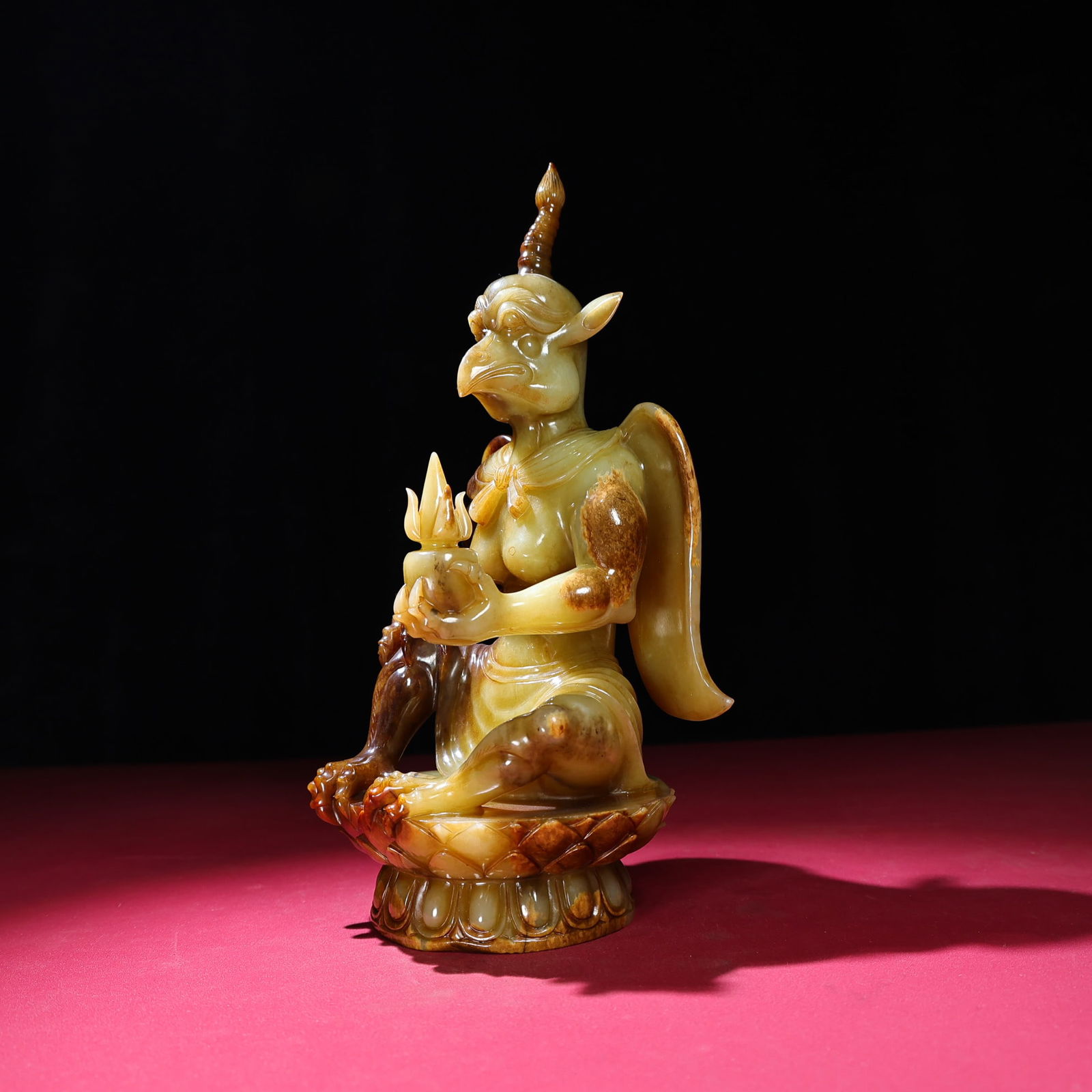 Chinese Qing Dynasty Hetian Jade Mythology Bird Statue - 5