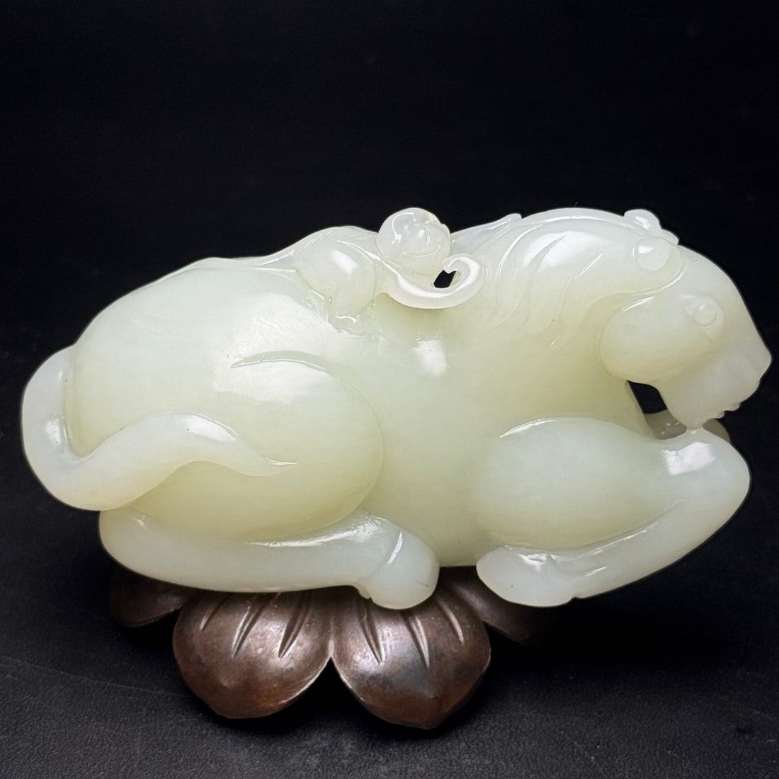 Chinese Hetian Jade Carved Horse Monkey Statue (1 of 9)