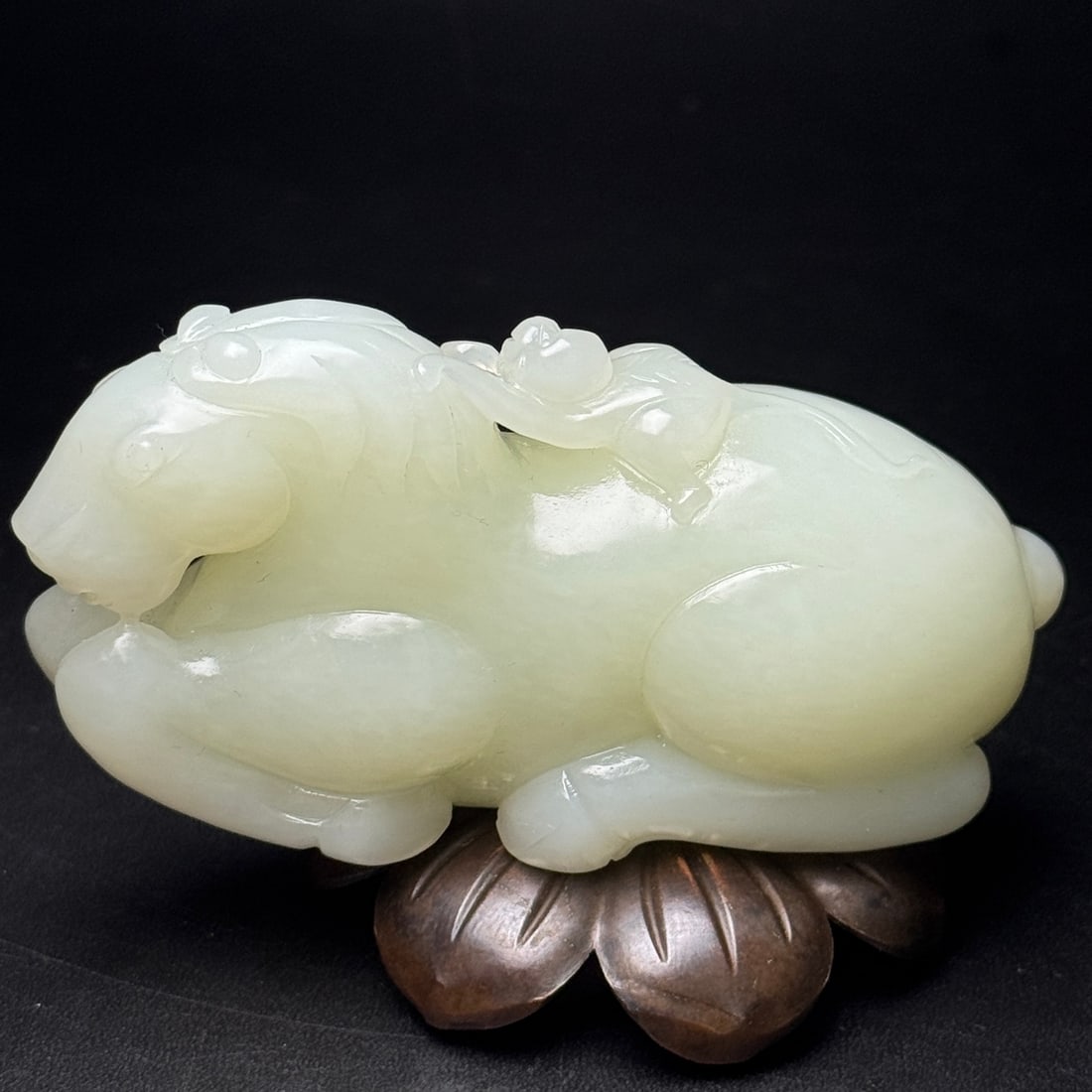 Chinese Hetian Jade Carved Horse Monkey Statue - 3