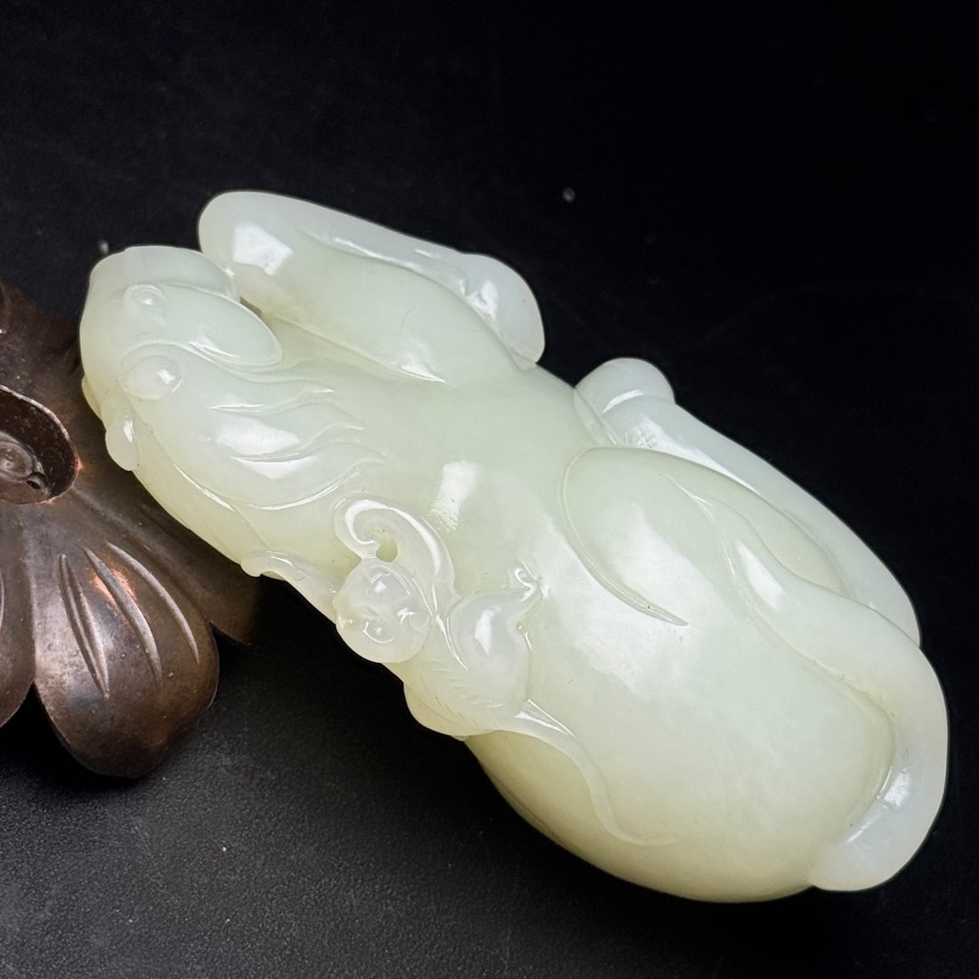 Chinese Hetian Jade Carved Horse Monkey Statue - 6