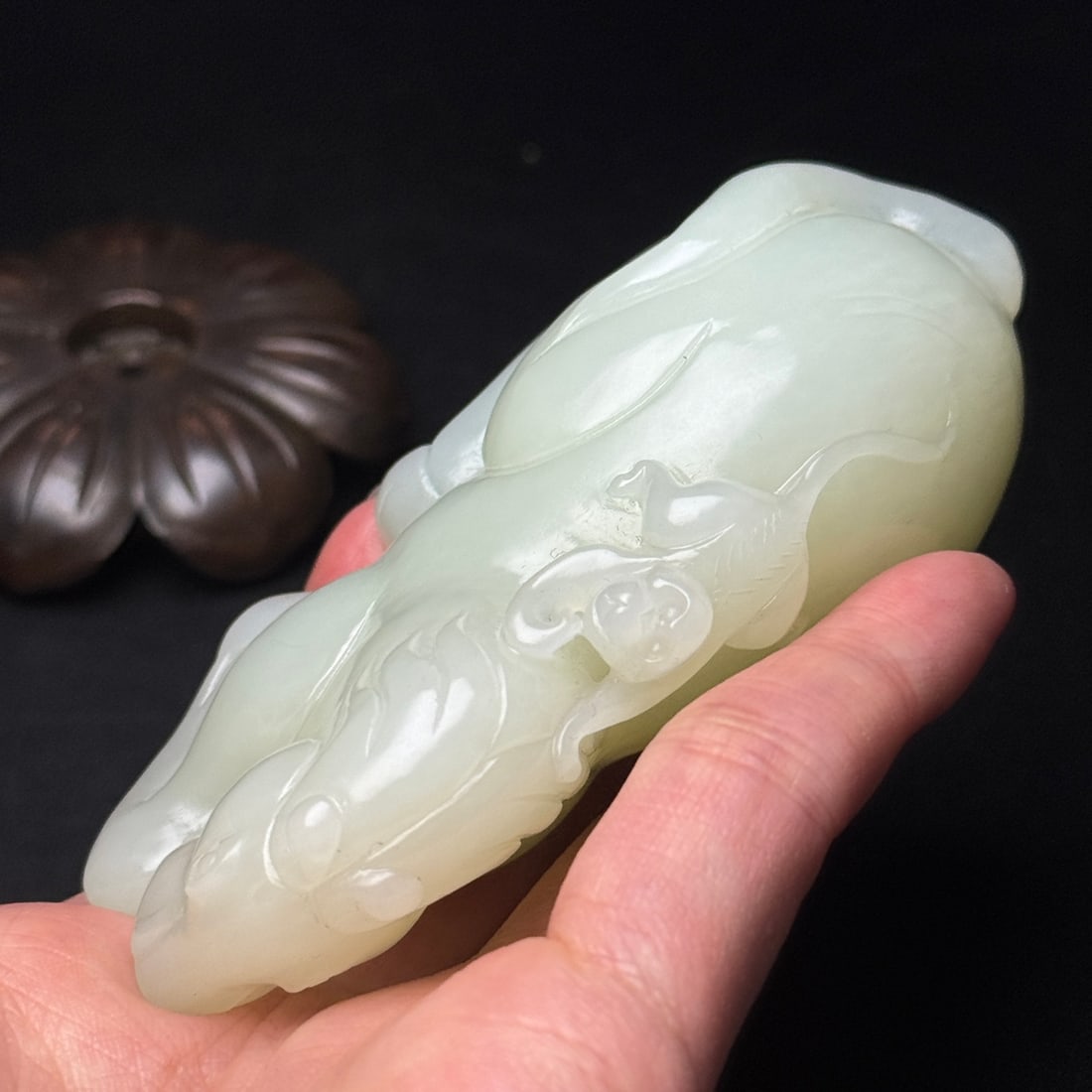 Chinese Hetian Jade Carved Horse Monkey Statue - 8