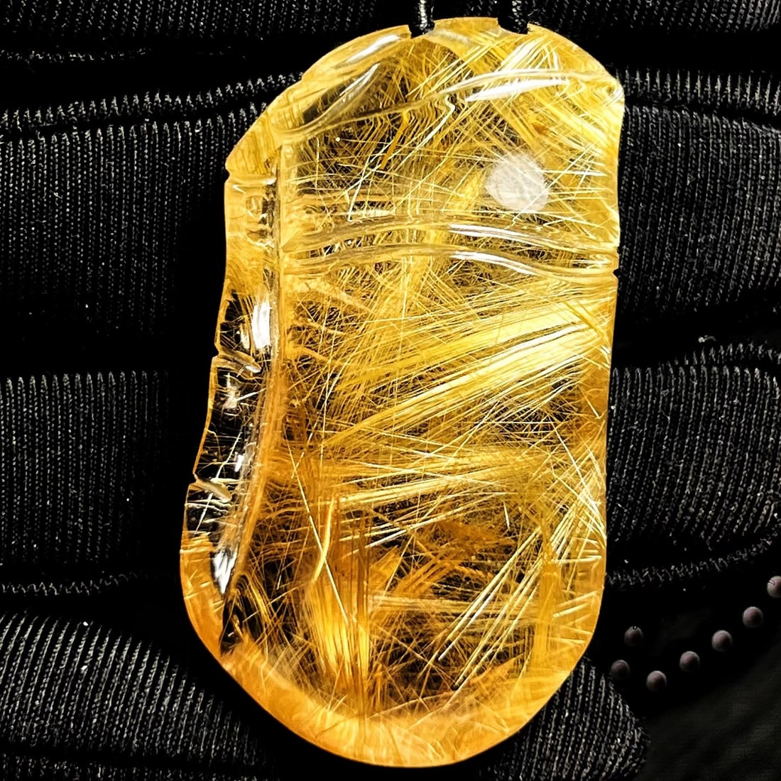 Natural Rutilated Quartz Bamboo Pendant with Certificate - 3