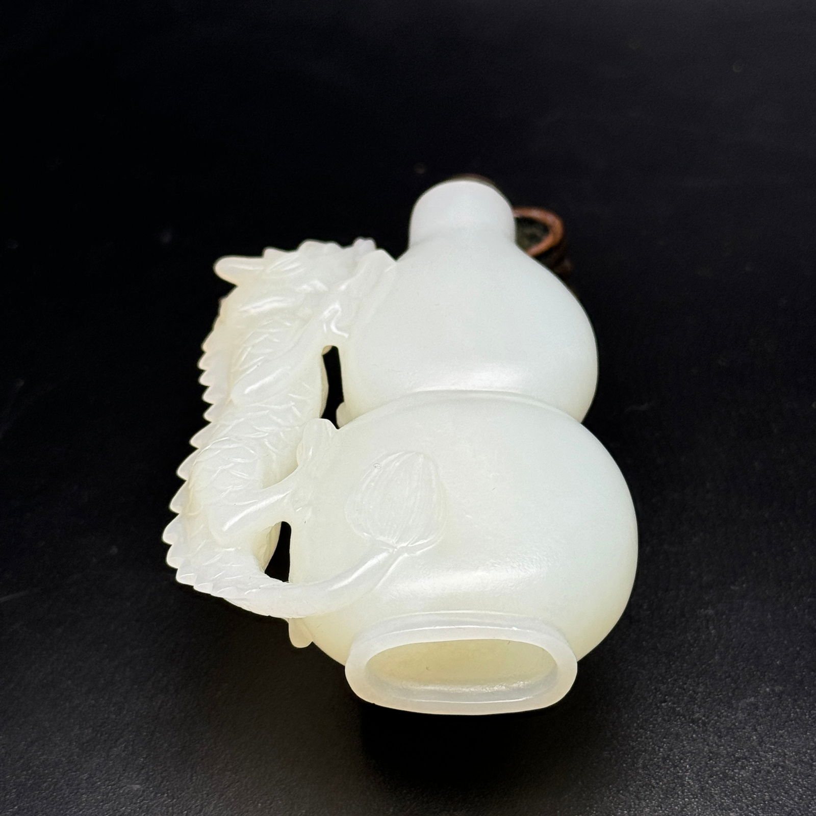 Chinese Hetian Jade Dragon Gourd Snuff Bottle - 6
