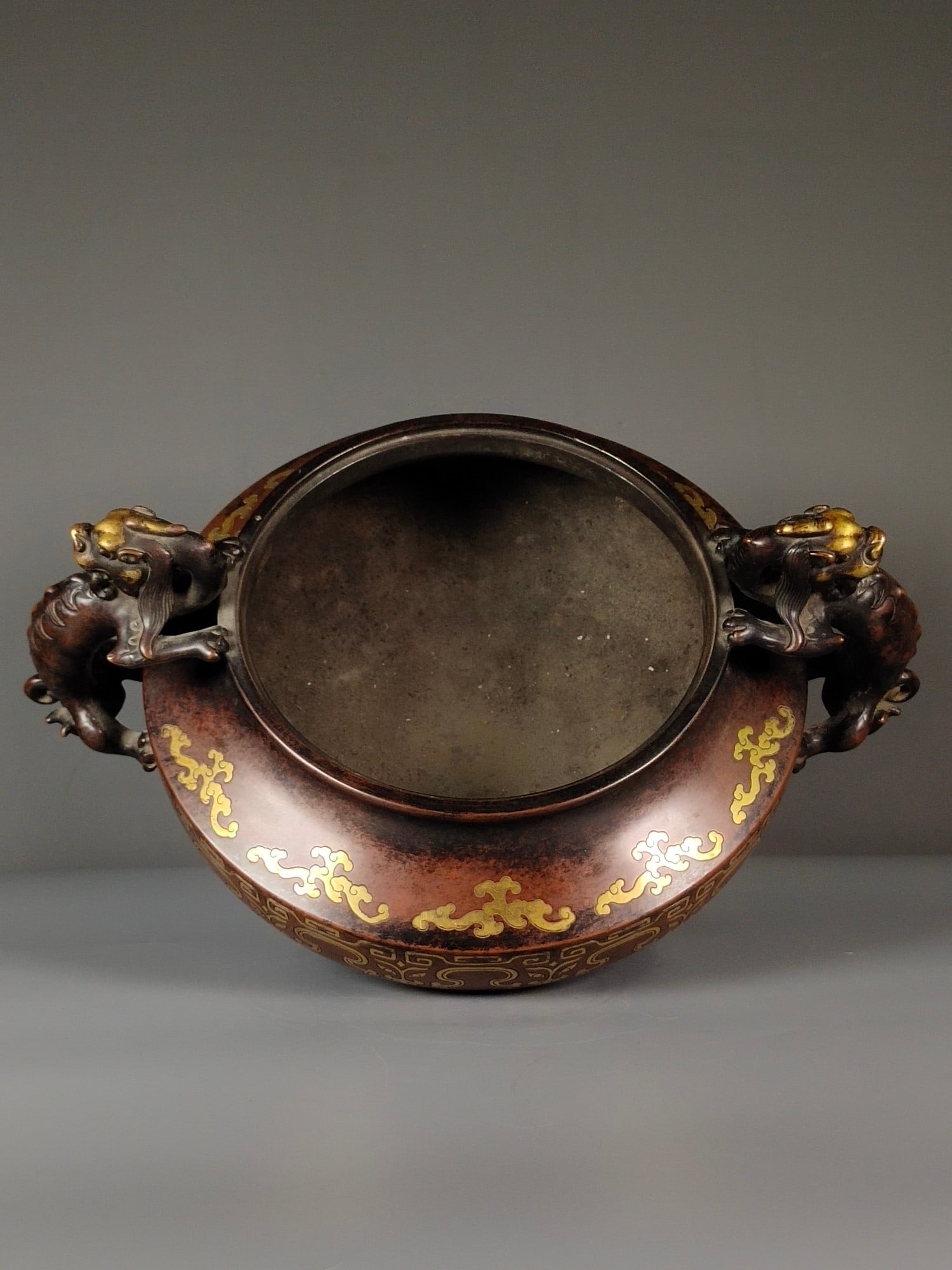 Vintage Chinese Gilt Gold Copper Dragon Incense Burner - 8