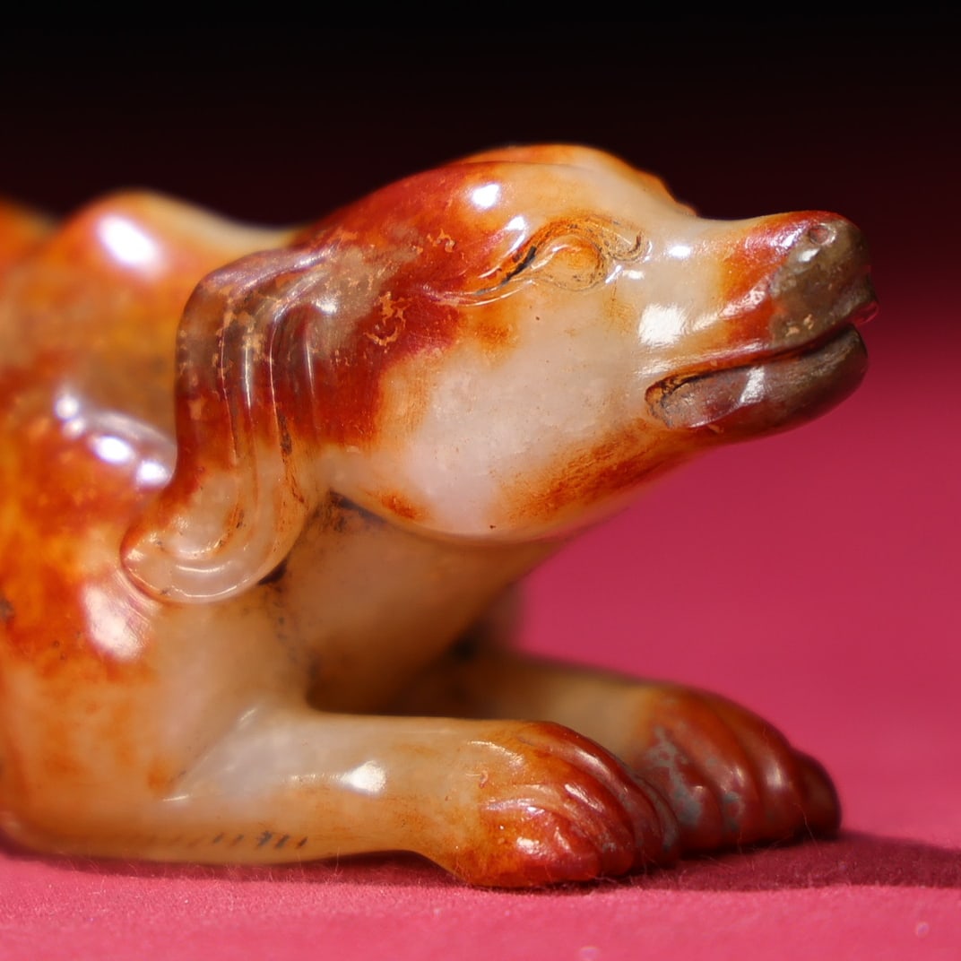 Old Chinese Hetian Jade Foo Dog Statue - 8
