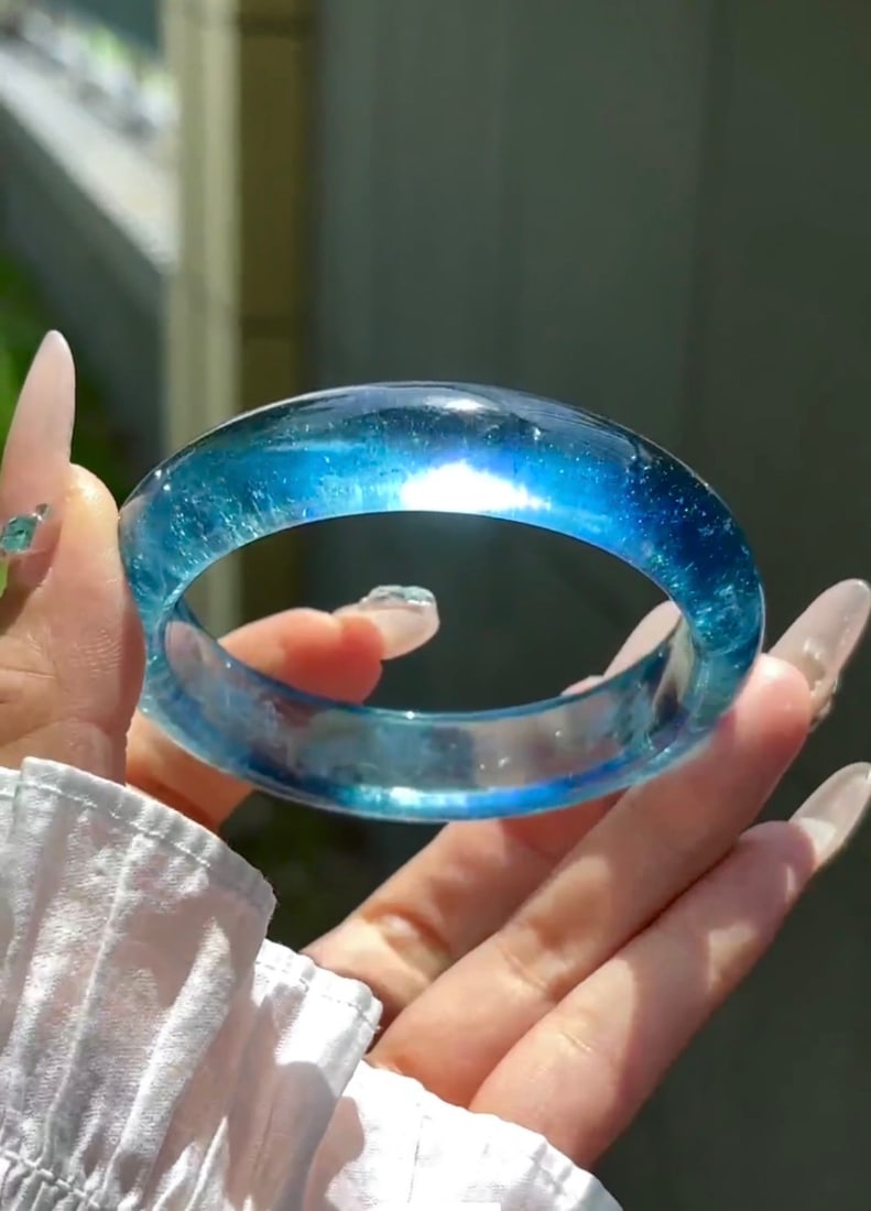 Inside Diameter 60.2mm Natural Aquamarine Bracelet with Certificate - 3