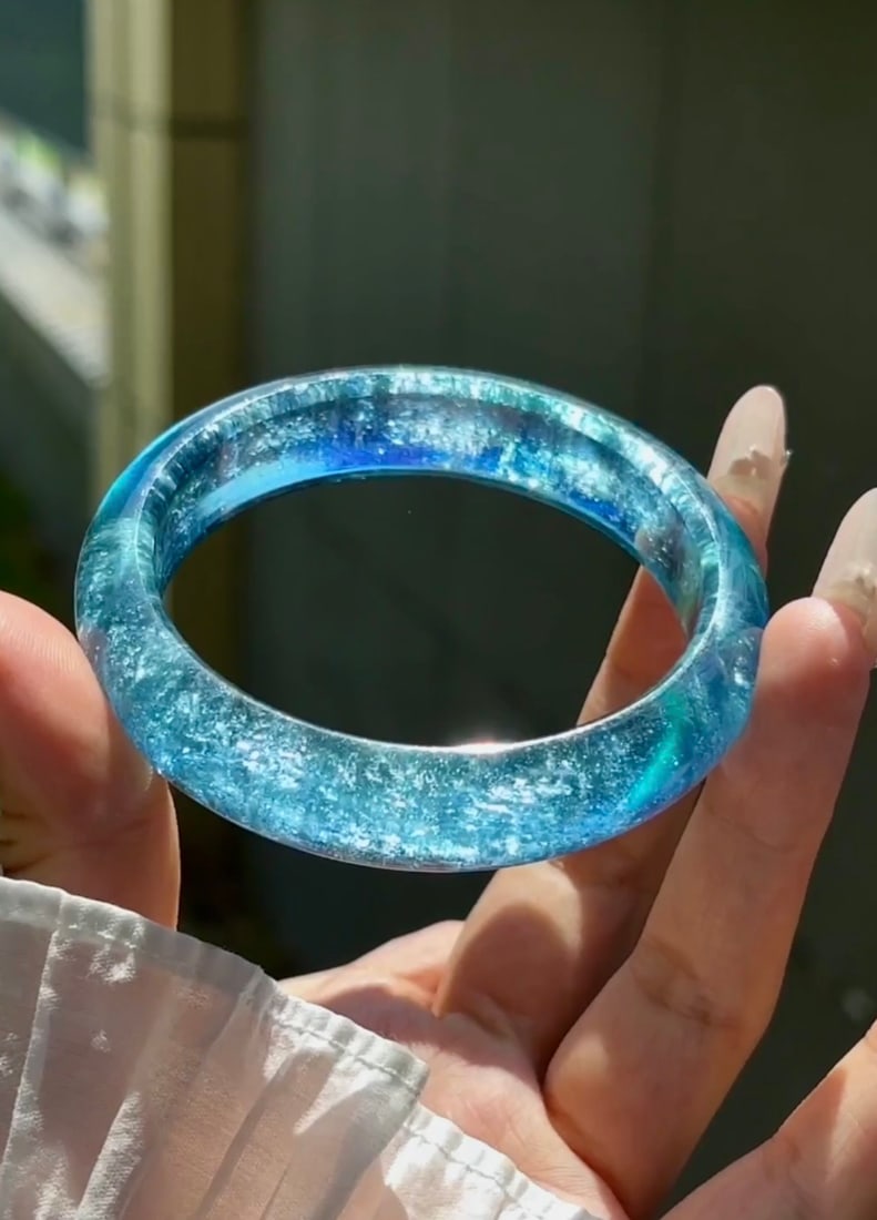 Inside Diameter 60.2mm Natural Aquamarine Bracelet with Certificate - 4