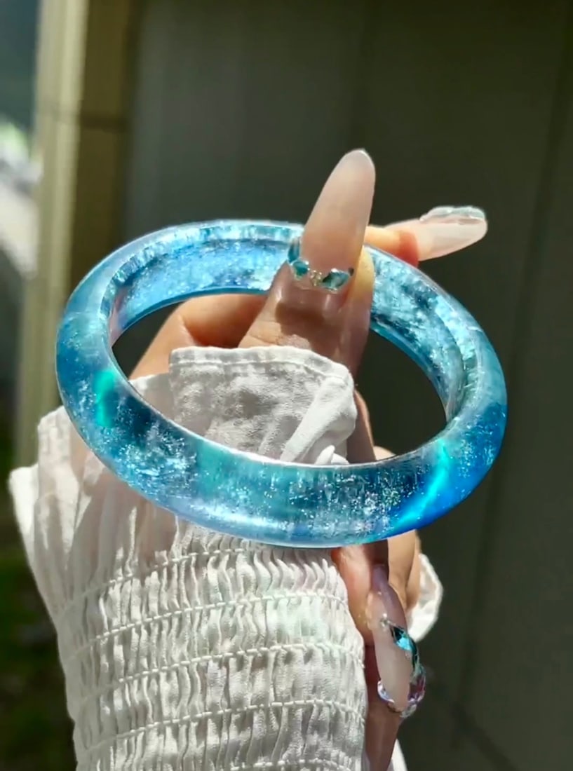 Inside Diameter 60.2mm Natural Aquamarine Bracelet with Certificate - 5