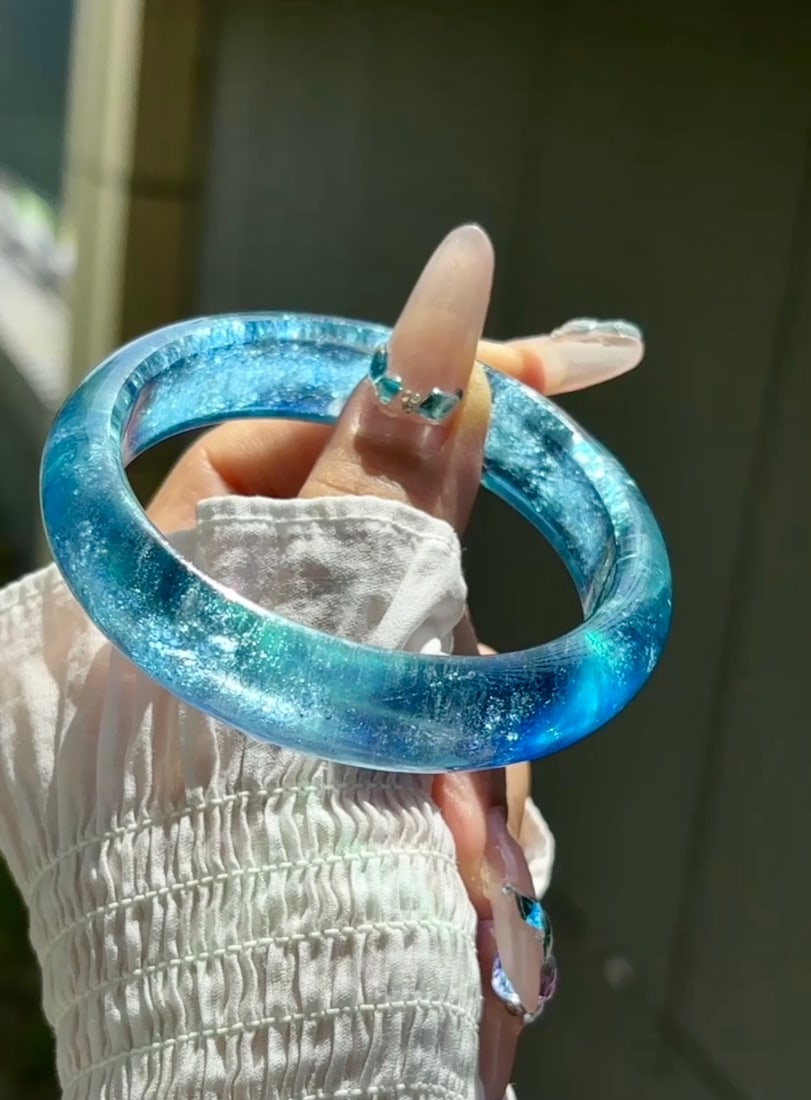 Inside Diameter 60.2mm Natural Aquamarine Bracelet with Certificate - 6