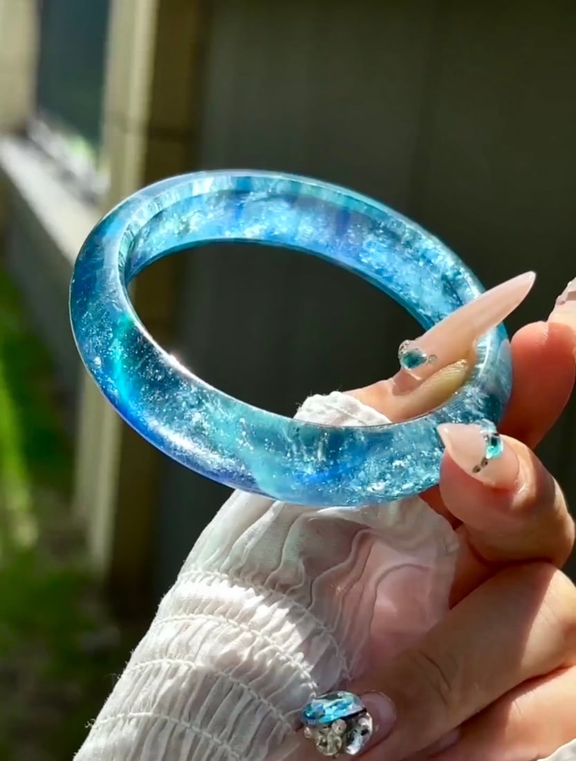 Inside Diameter 60.2mm Natural Aquamarine Bracelet with Certificate - 7