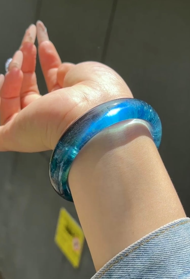 Inside Diameter 60.2mm Natural Aquamarine Bracelet with Certificate - 8