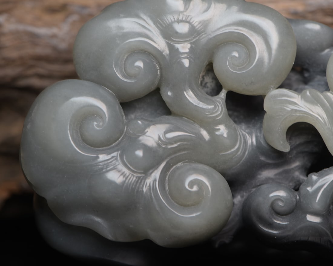 Hand Carved Chinese Hetian Jade Ruyi Statue - 6
