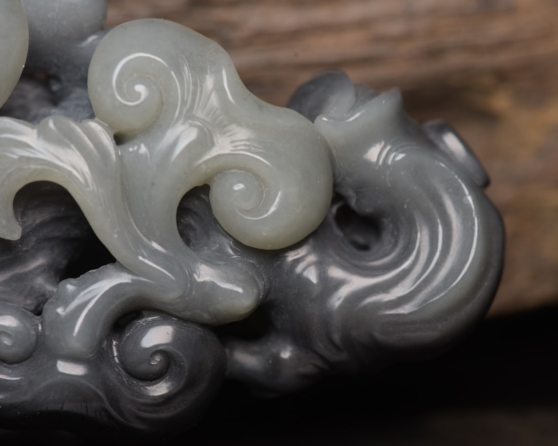 Hand Carved Chinese Hetian Jade Ruyi Statue - 7