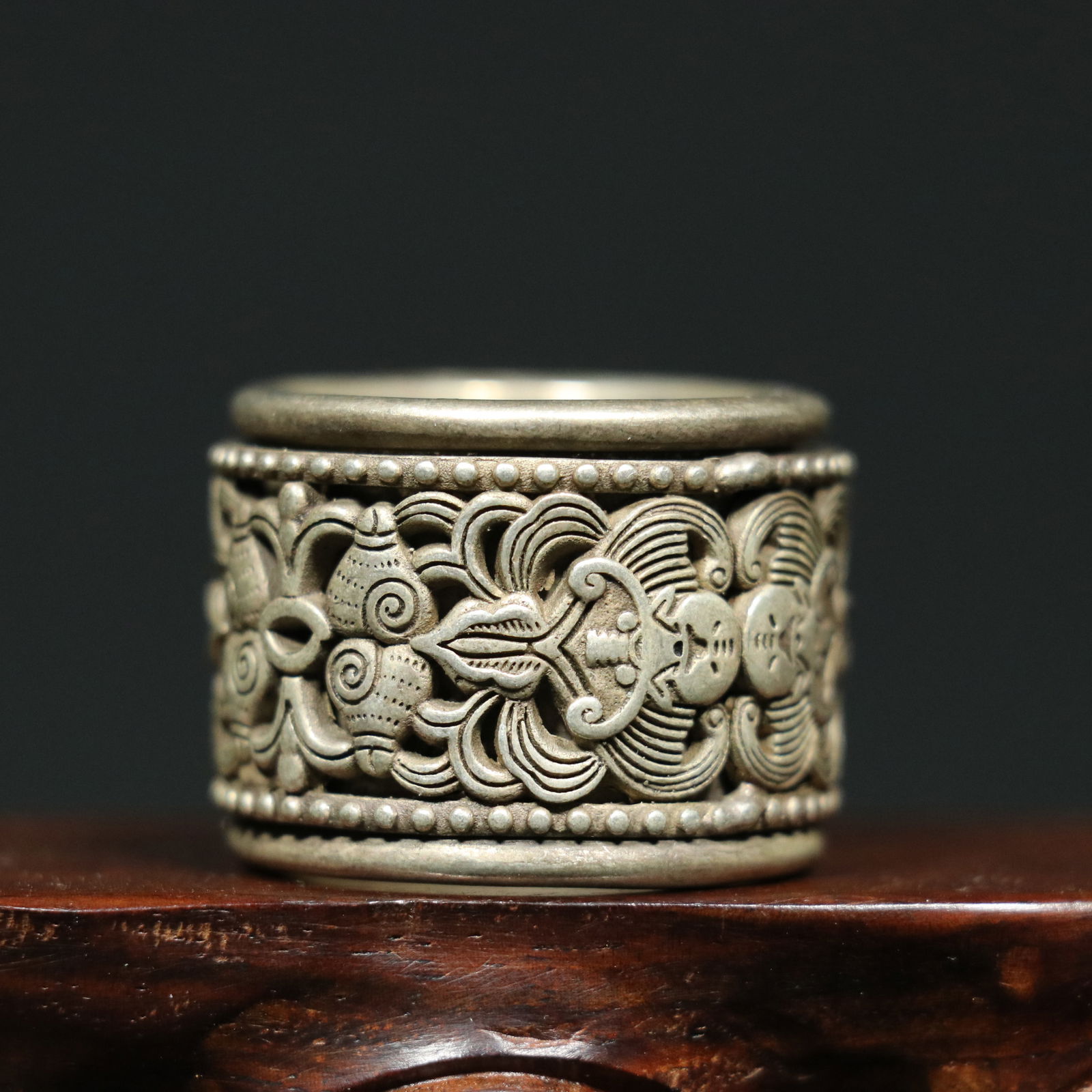 Old Tibetan Silver Thumb Ring - 3