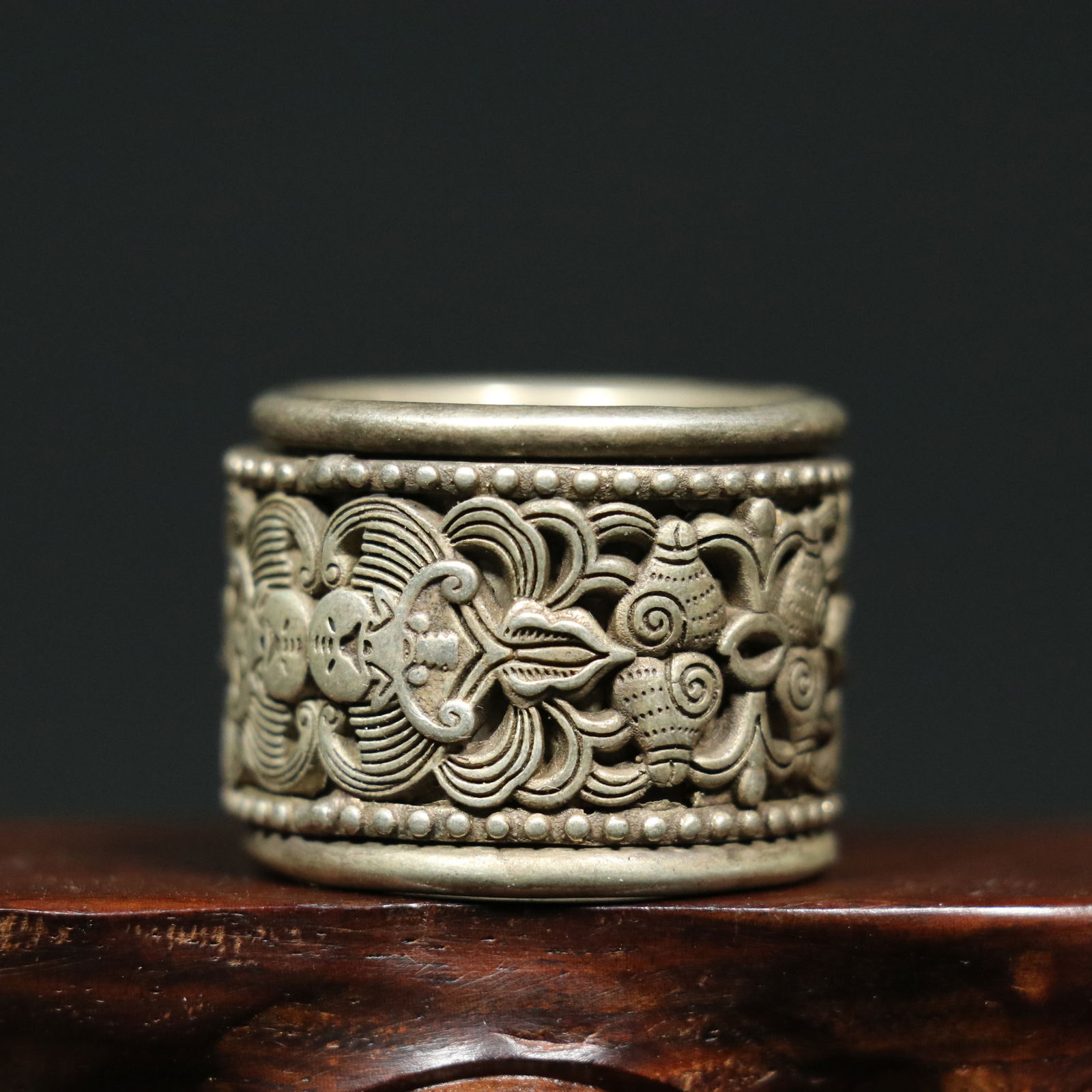 Old Tibetan Silver Thumb Ring - 4