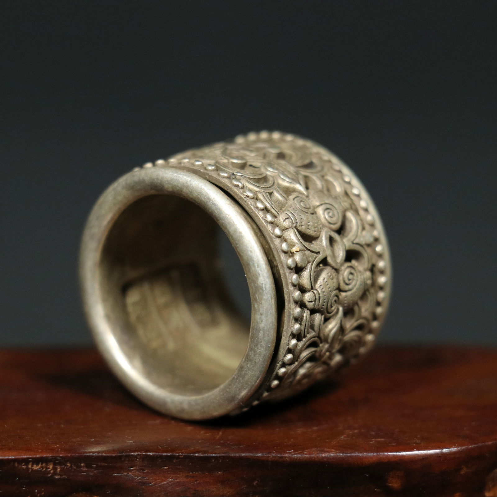 Old Tibetan Silver Thumb Ring - 7