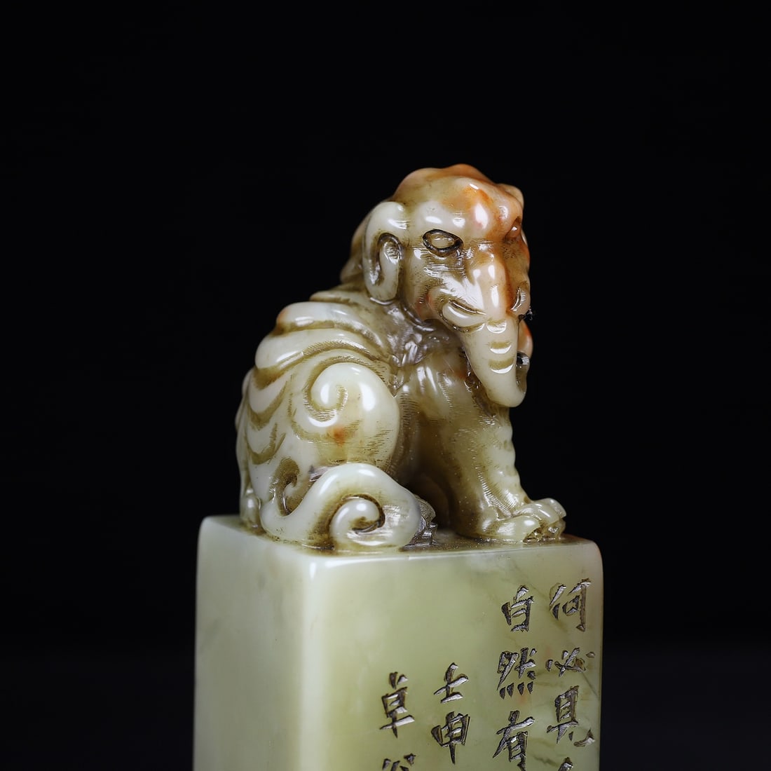 Old Chinese Shoushan Stone Elephant Seal Statue - 3
